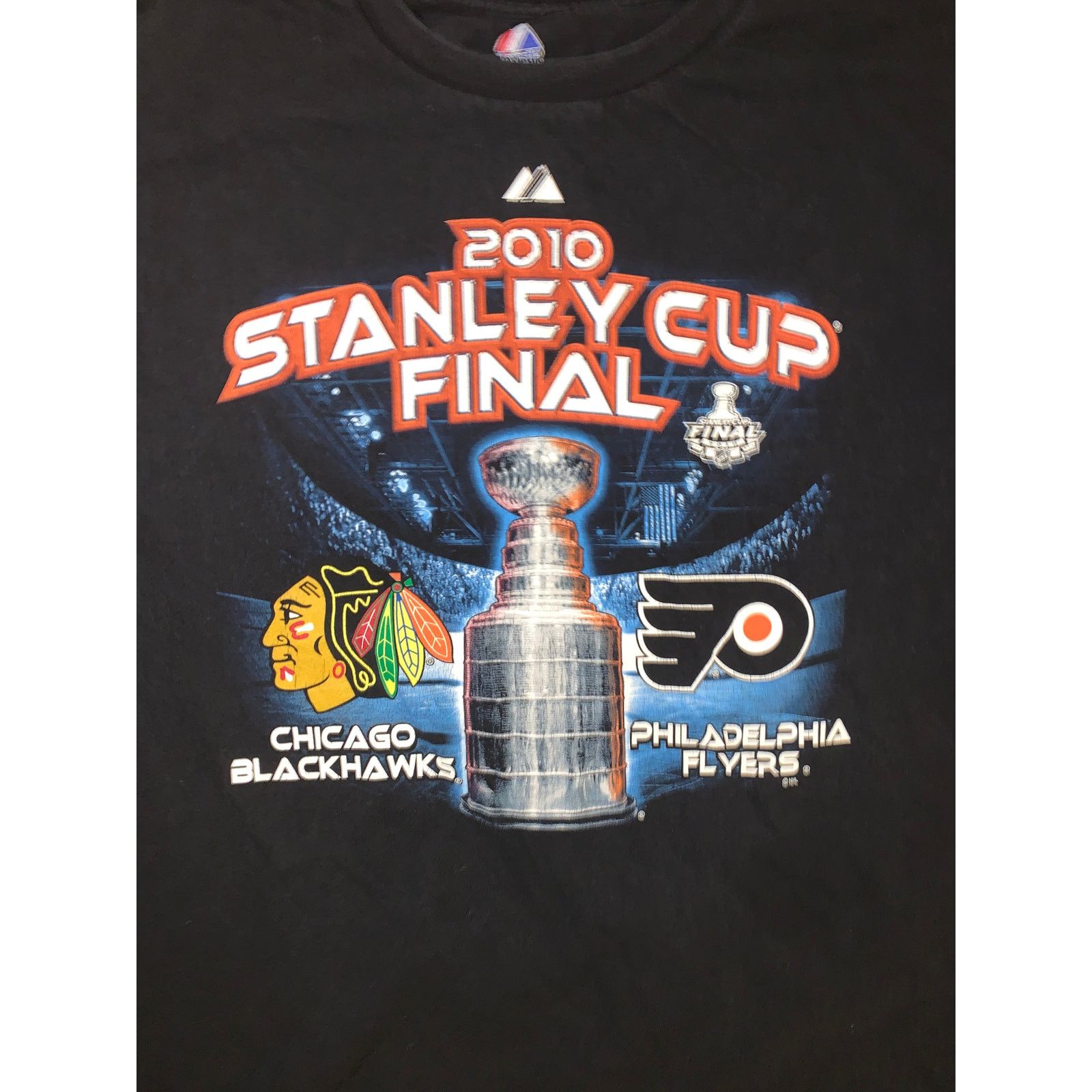Majestic × NHL × Vintage Stanley Cup T Shirt Blackhawks Flyers Majestic NHL Hockey L Size US L / EU 52-54 / 3 - 1 Thumbnail