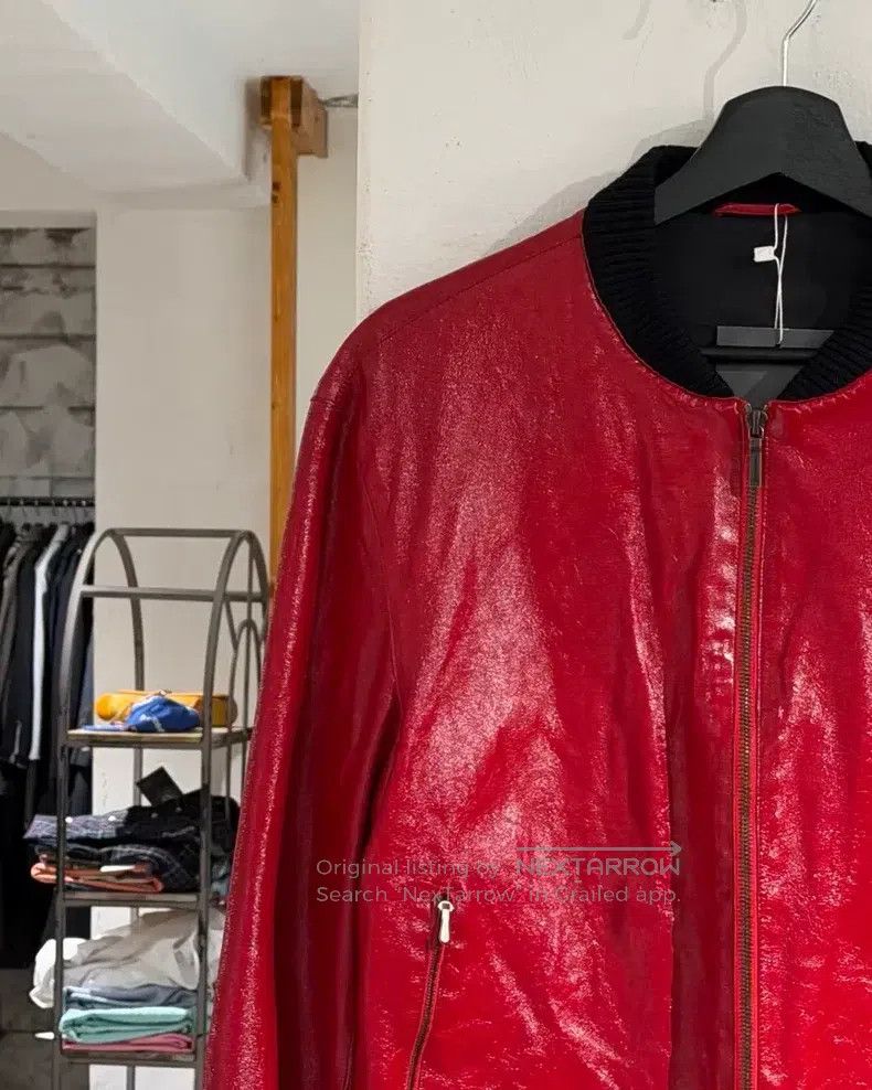 Jil Sander Jil Sander size 48 Red leather bomber jacket Size XS / US 0-2 / IT 36-38 - 2 Thumbnail