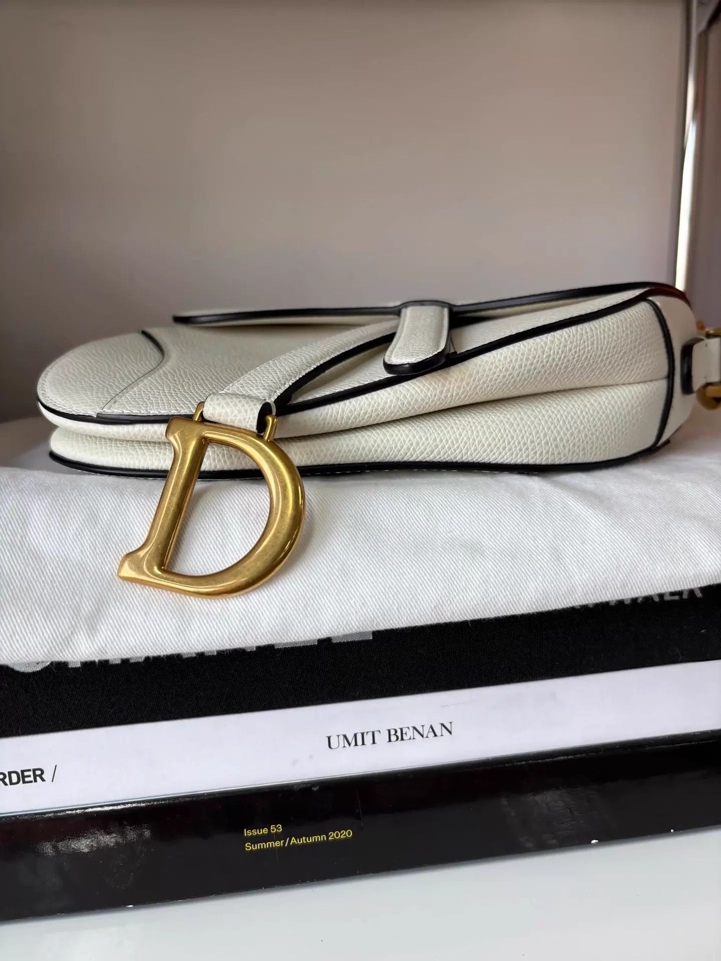 Dior Dior Saddle Bag Small White Litchi Calfskin Gold Size ONE SIZE - 3 Thumbnail
