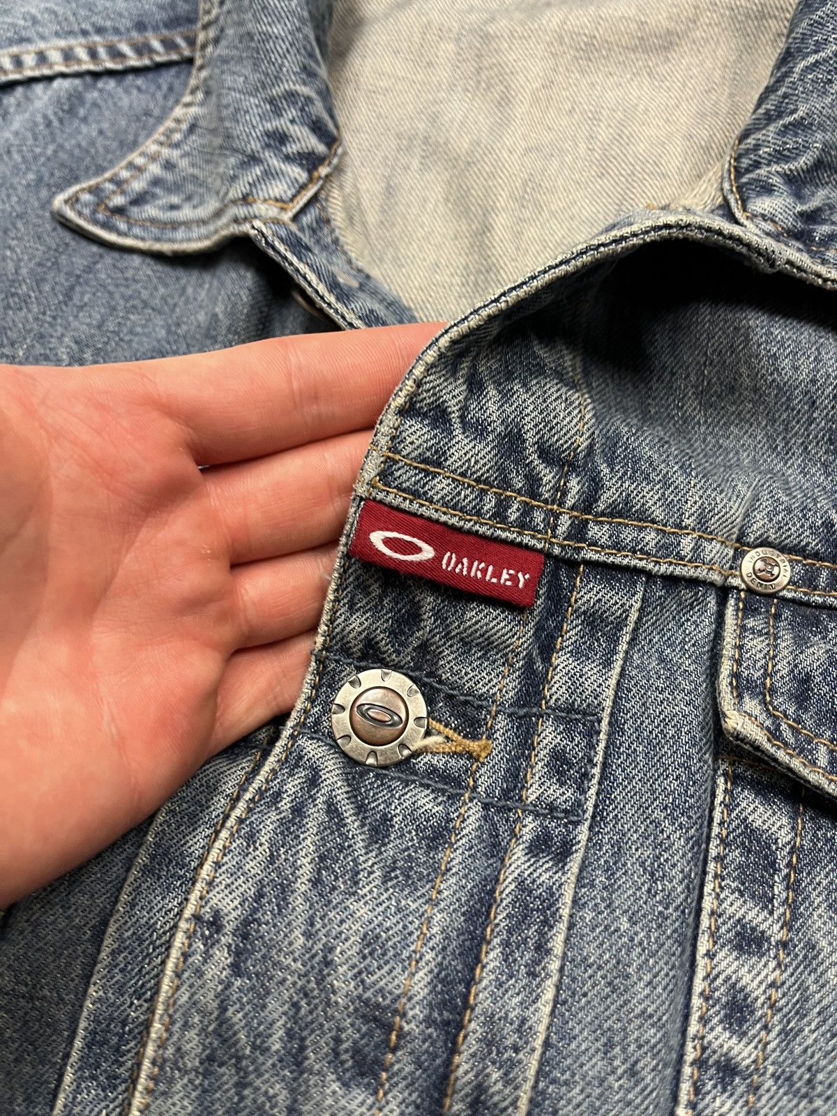 Oakley Crazy Vintage 00’s Oakley Industries Denim Jeans Jacket Y2k Size US XL / EU 56 / 4 - 7 Thumbnail