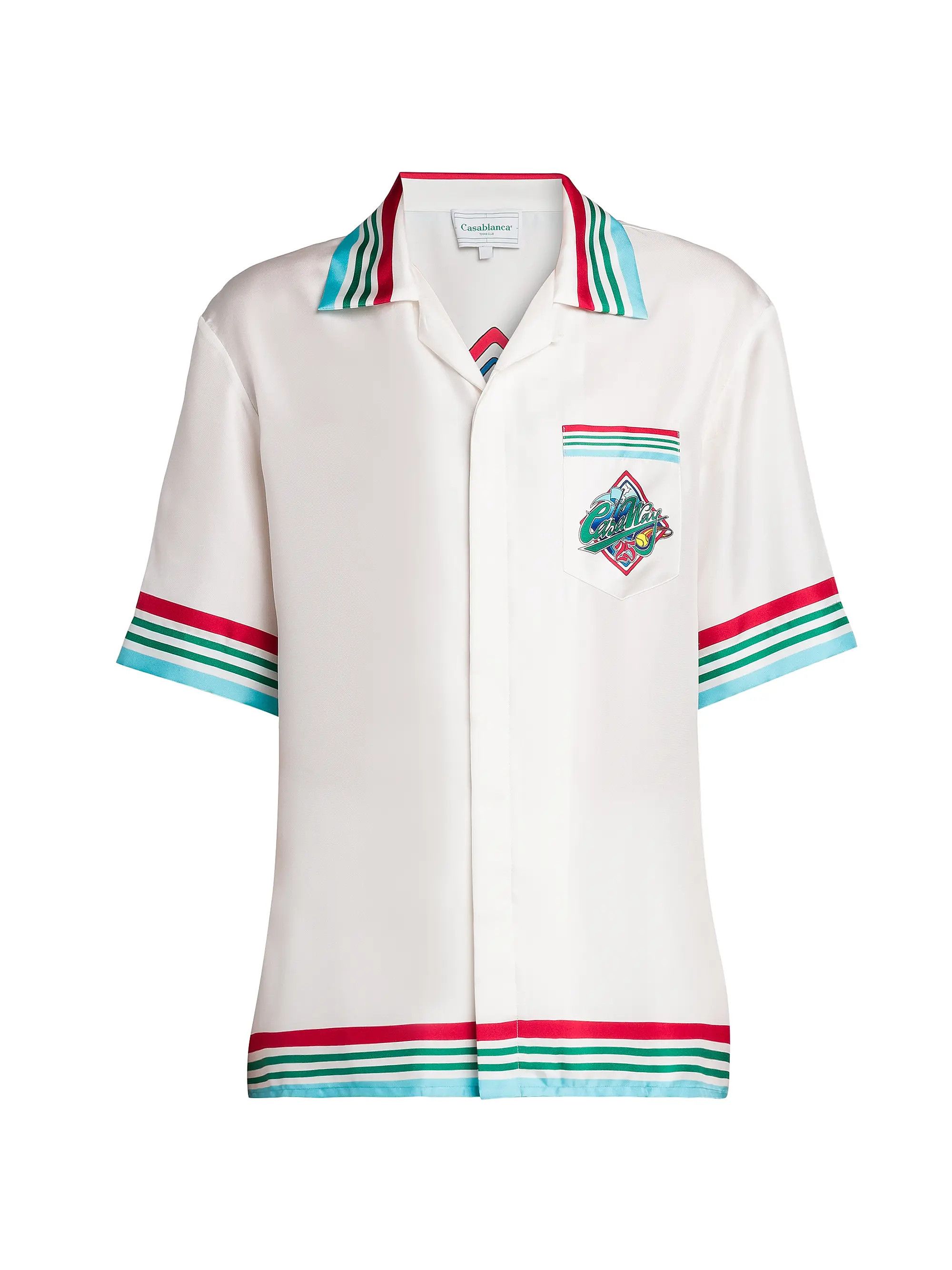 Casablanca os11x0725 Casaway Silk Cuban Collar Shirt in Multicolor Size US XL / EU 56 / 4 - 1 Thumbnail