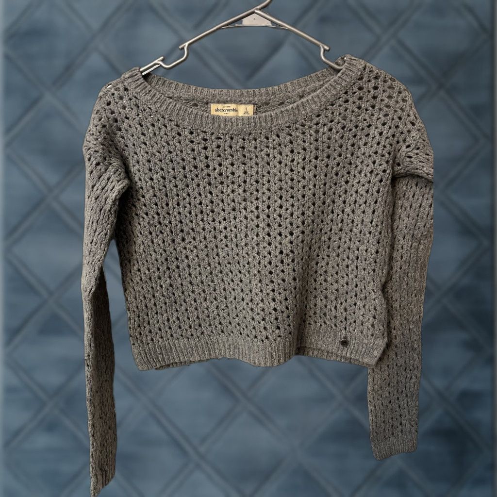Abercrombie & Fitch Abercrombie & Fitch Gray Crochet Women Sweater L Open-Knit 3/4 Sleeve Round Neck Pullover Casual Beach Preppy Vintage: No Womens Size L / US 10 / IT 46 - 1 Thumbnail