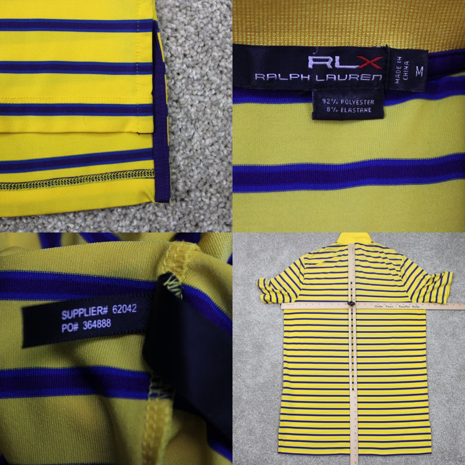 RLX Ralph Lauren RLX Ralph Lauren Polo Shirt Mens Medium Yellow/Blue Split Hem Polyester Stretch Polo Shirt Mens Medium Yellow/Blue Size US M / EU 48-50 / 2 - 8 Thumbnail