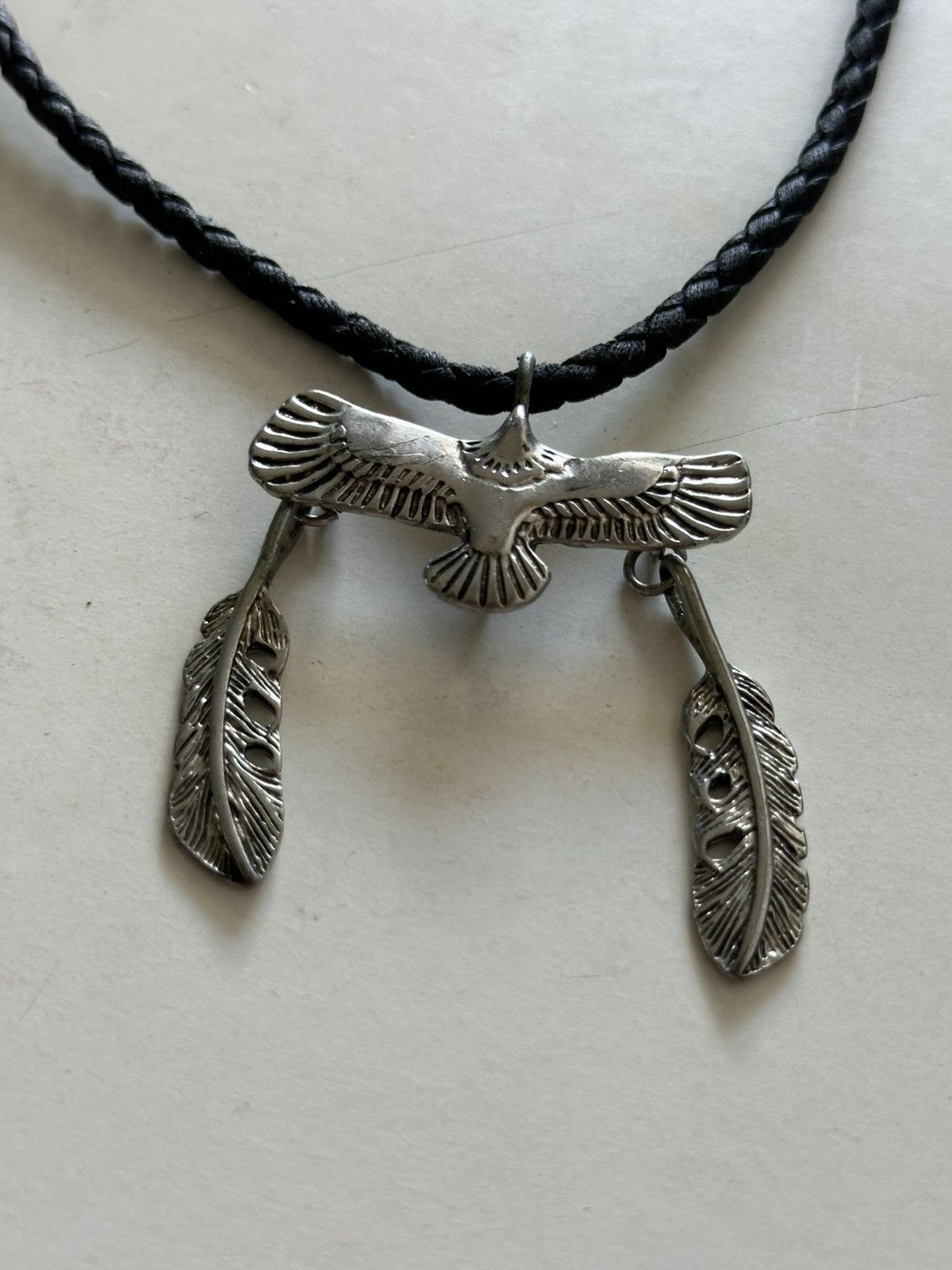 Japanese Brand × Jewelry Native Eagle/ Feathers Pendant Leather Necklace Size ONE SIZE - 7 Thumbnail
