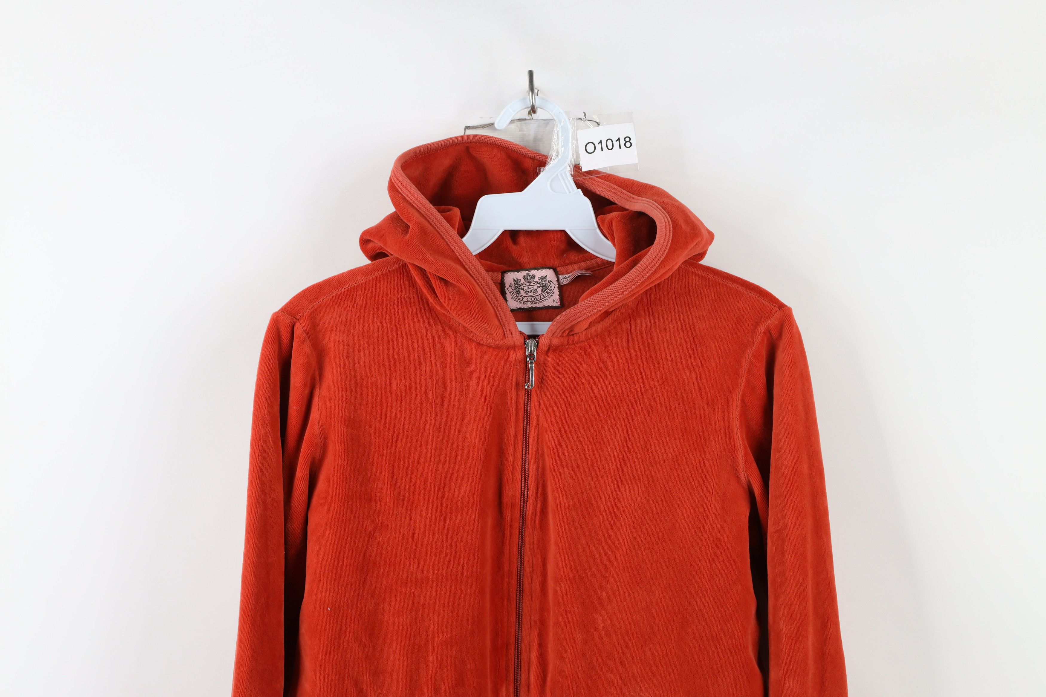Vintage Vintage 90s Y2K Juicy Couture Velour Full Zip Hoodie Orange Size XL / US 12-14 / IT 48-50 - 2 Thumbnail