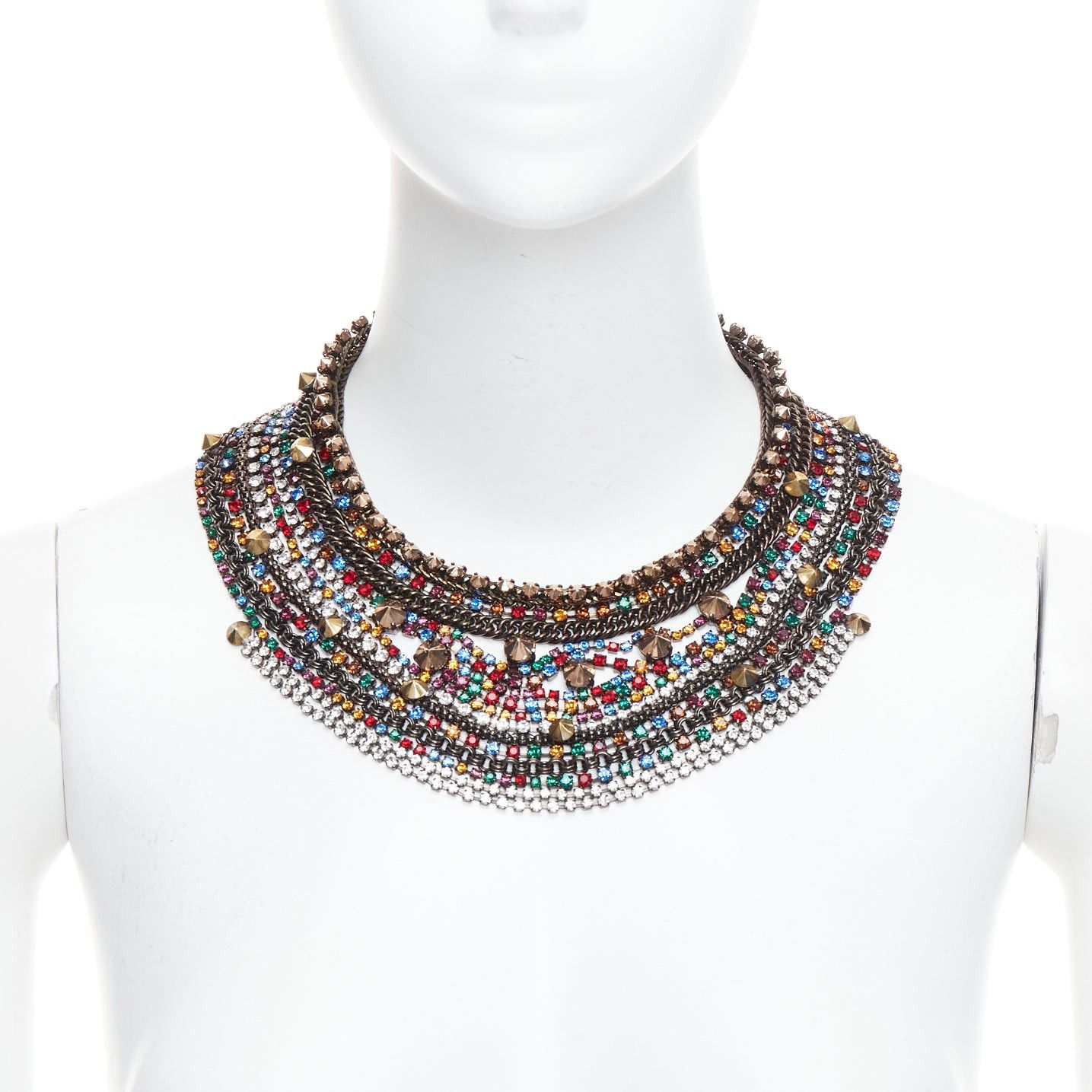 Other IOSSELLIANI gold multicolor rhinestone crystal encrusted collar necklace Size ONE SIZE - 1 Thumbnail