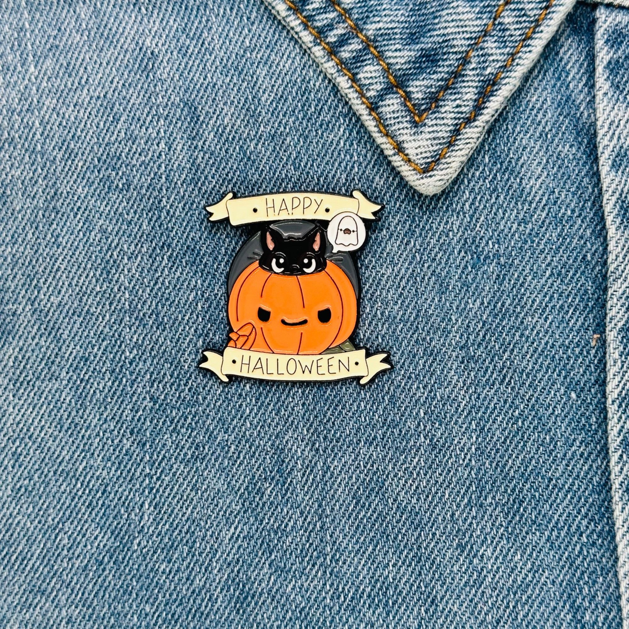 Other 🤩Enamel Pins Halloween Punk Cute Ghost Pumpkin Skull Brooch Size ONE SIZE - 1 Thumbnail
