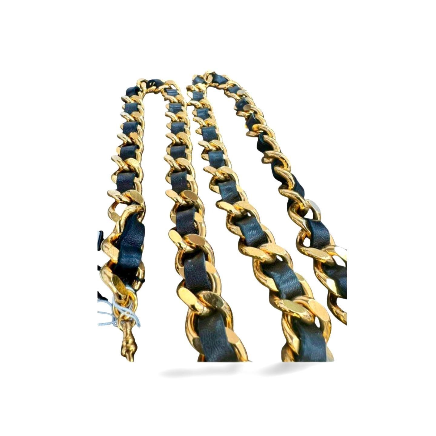 Chanel MINT. Vintage CHANEL black leather thick chain belt Size ONE SIZE - 8 Thumbnail
