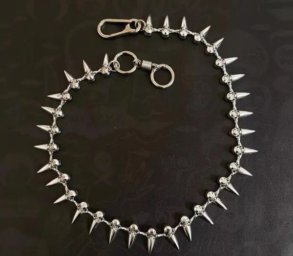 Jewelry Silver Spiked Wallet Chain Accessory for Pants, Punk Style Size ONE SIZE - 4 Thumbnail