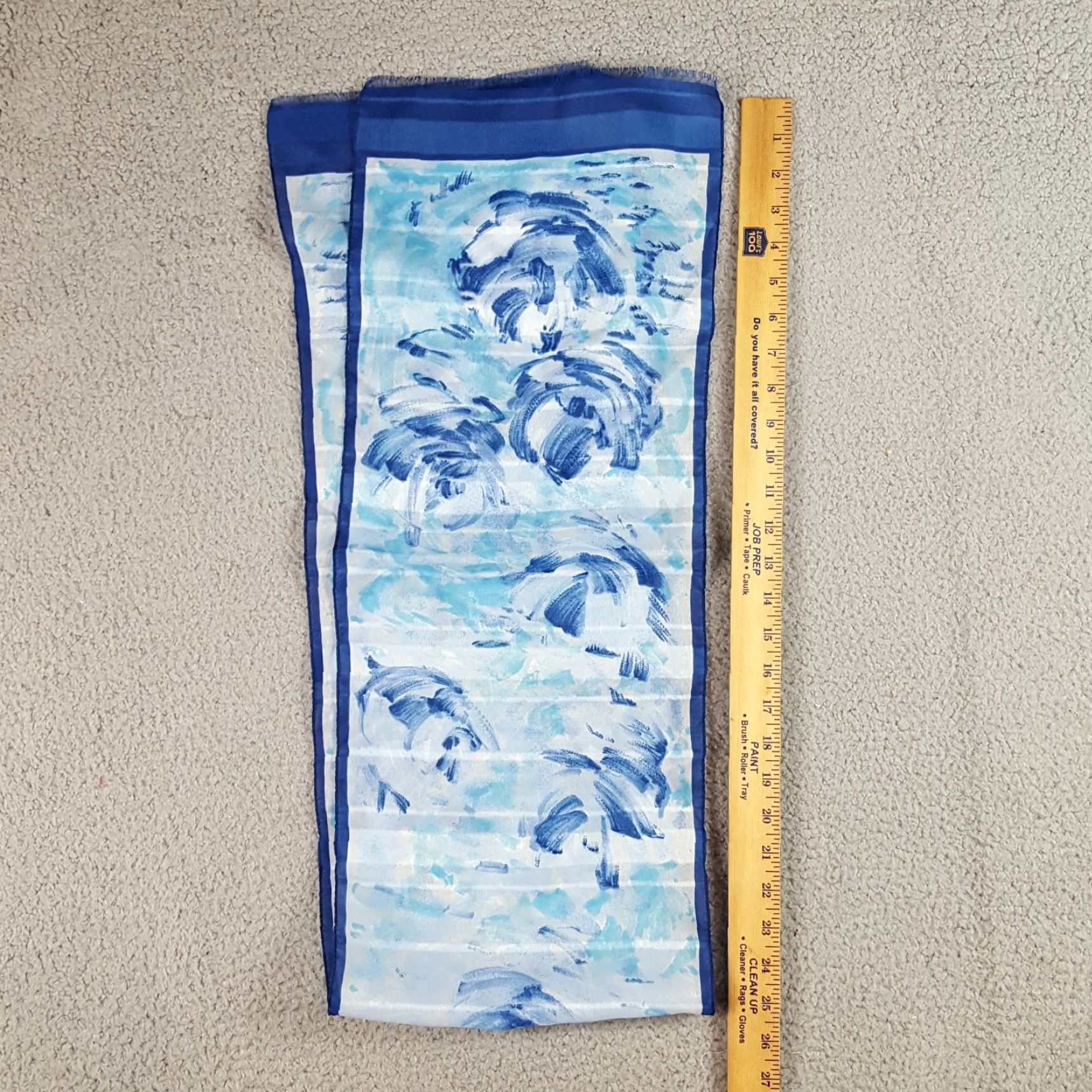 Vintage VINTAGE 80s Blue Floral Scarf Neck Wrap 50" Tassel Handkerchief Multi-Functional Polyester Women's Size ONE SIZE - 4 Thumbnail