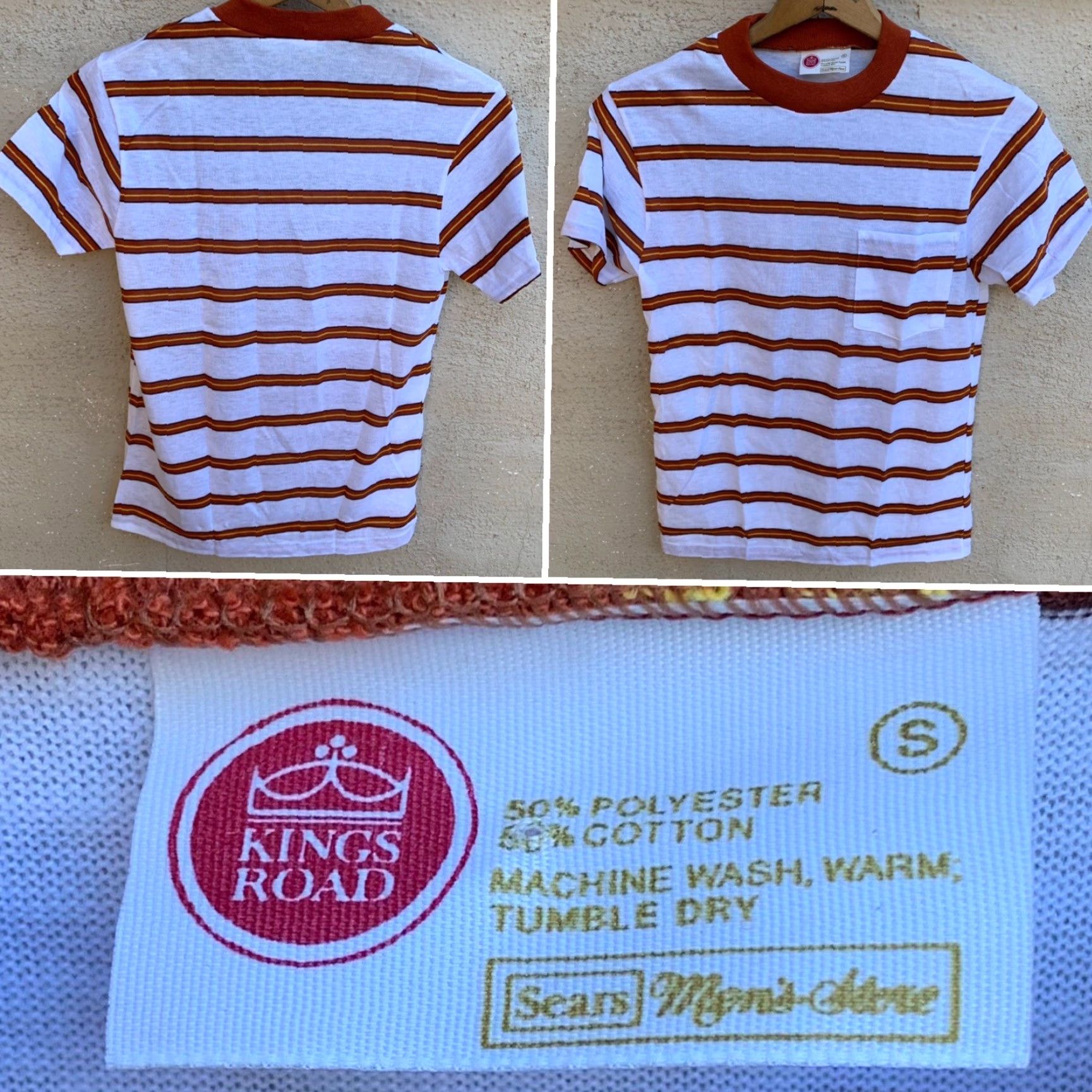 Sears VINTAGE Kings Road Sears Mens Store striped pocket t shirt single stitch Size S Size US S / EU 44-46 / 1 - 2 Thumbnail