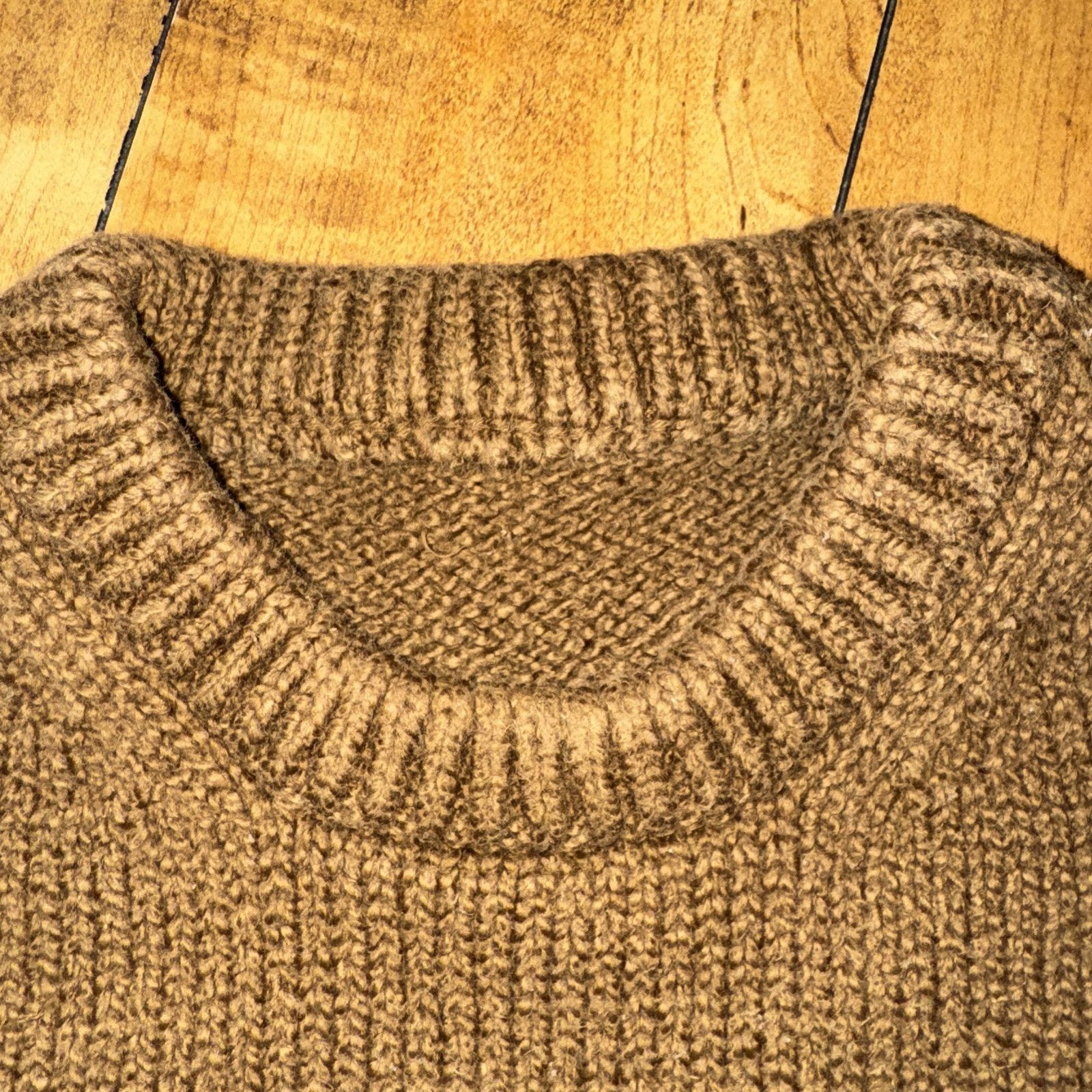 Vintage Knitted Sweater Brown 21x23 Medium Heavyweight Thick Jumper Size M / US 6-8 / IT 42-44 - 3 Thumbnail