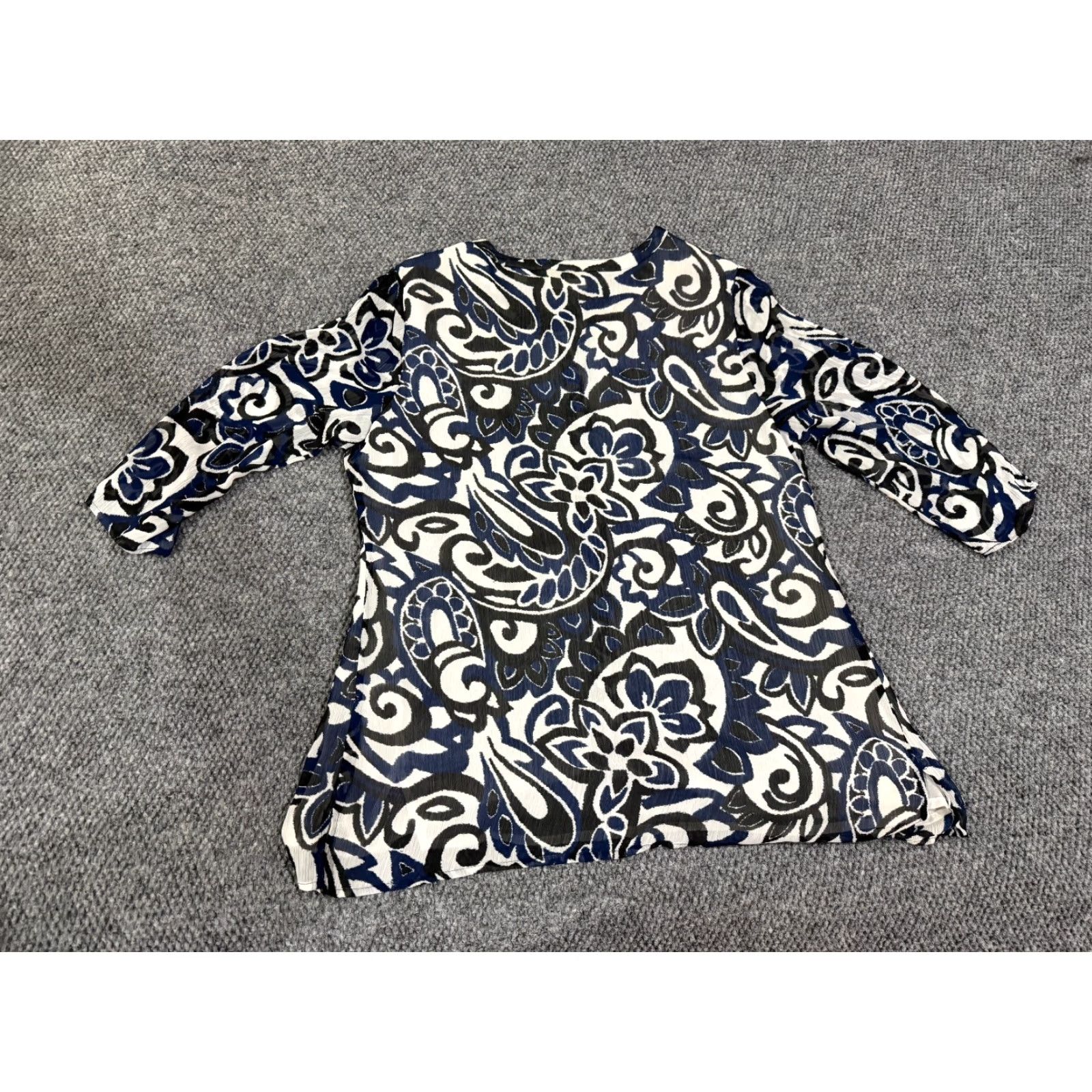 Coldwater Creek Coldwater Creek Blouse Womens XL Blue Black White Paisley Long Sleeve Button up Size XL / US 12-14 / IT 48-50 - 6 Thumbnail