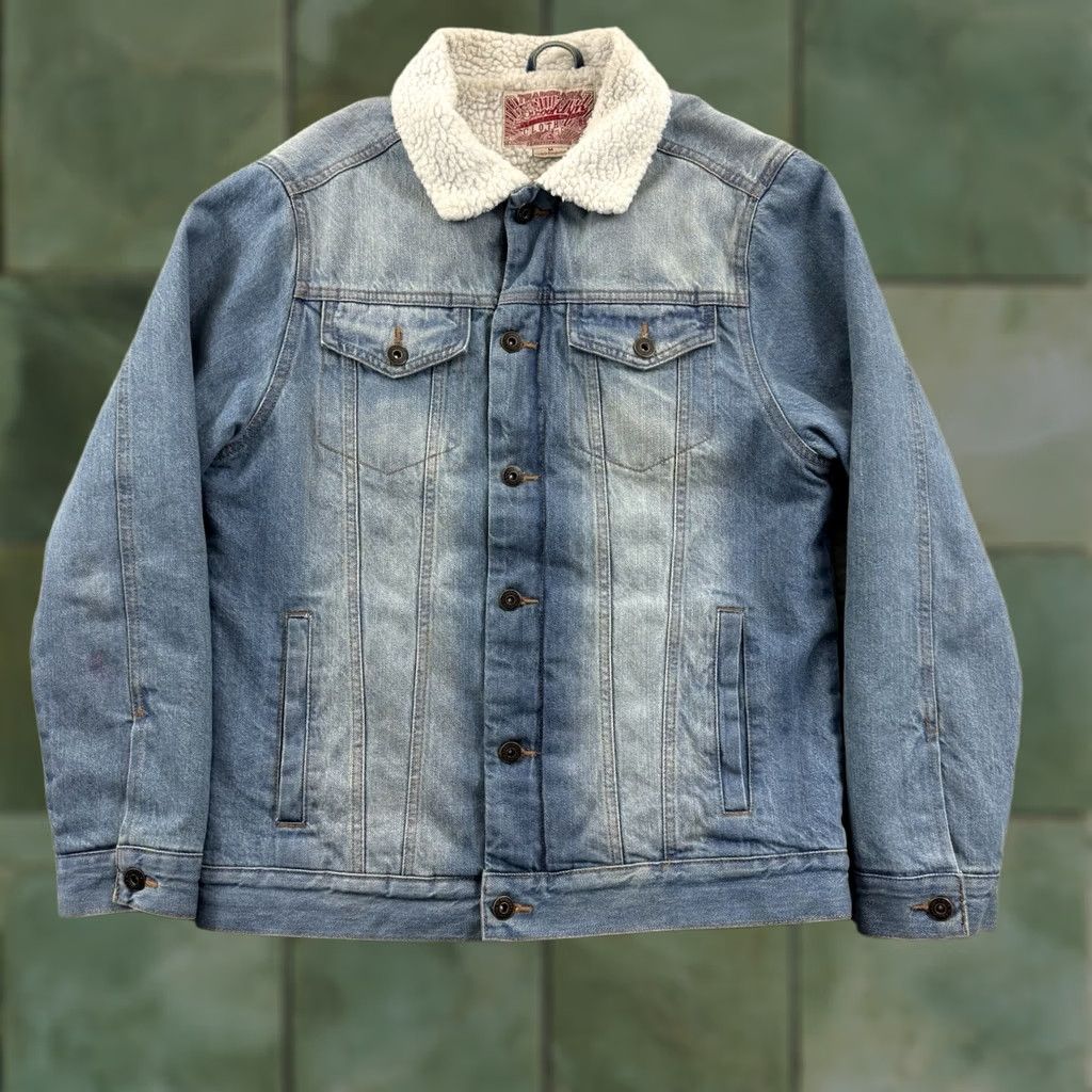 Denime Brooklyn Cloth Jacket Mens Medium Denim Sherpa Lined Trucker Button Outdoor Jacket Size US M / EU 48-50 / 2 - 1 Thumbnail