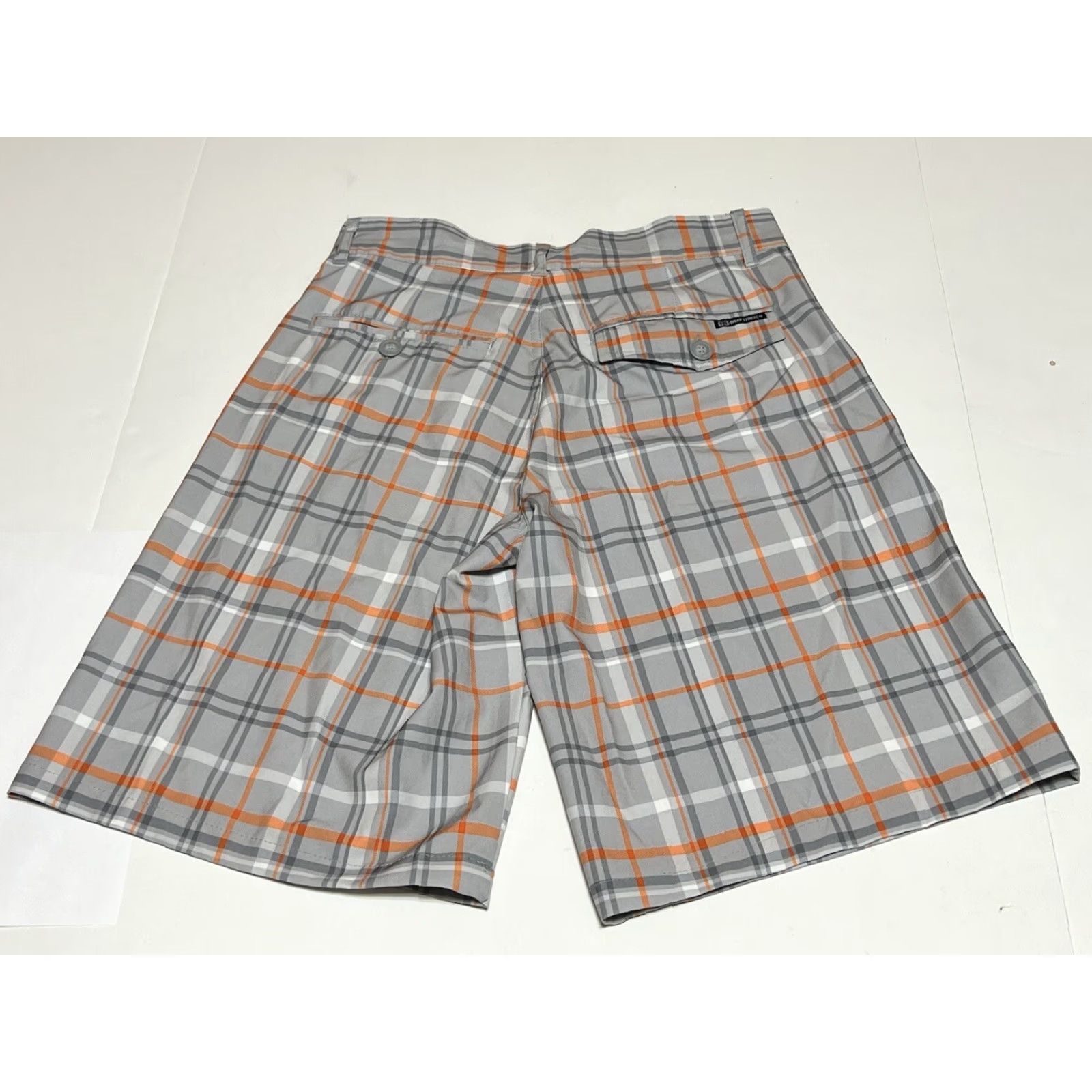 Vintage VINTAGE Op Flex 4 Way Stretch Men’s Shorts White Orange Gray Plaid Size 28 Size US 28 / EU 44 - 2 Thumbnail
