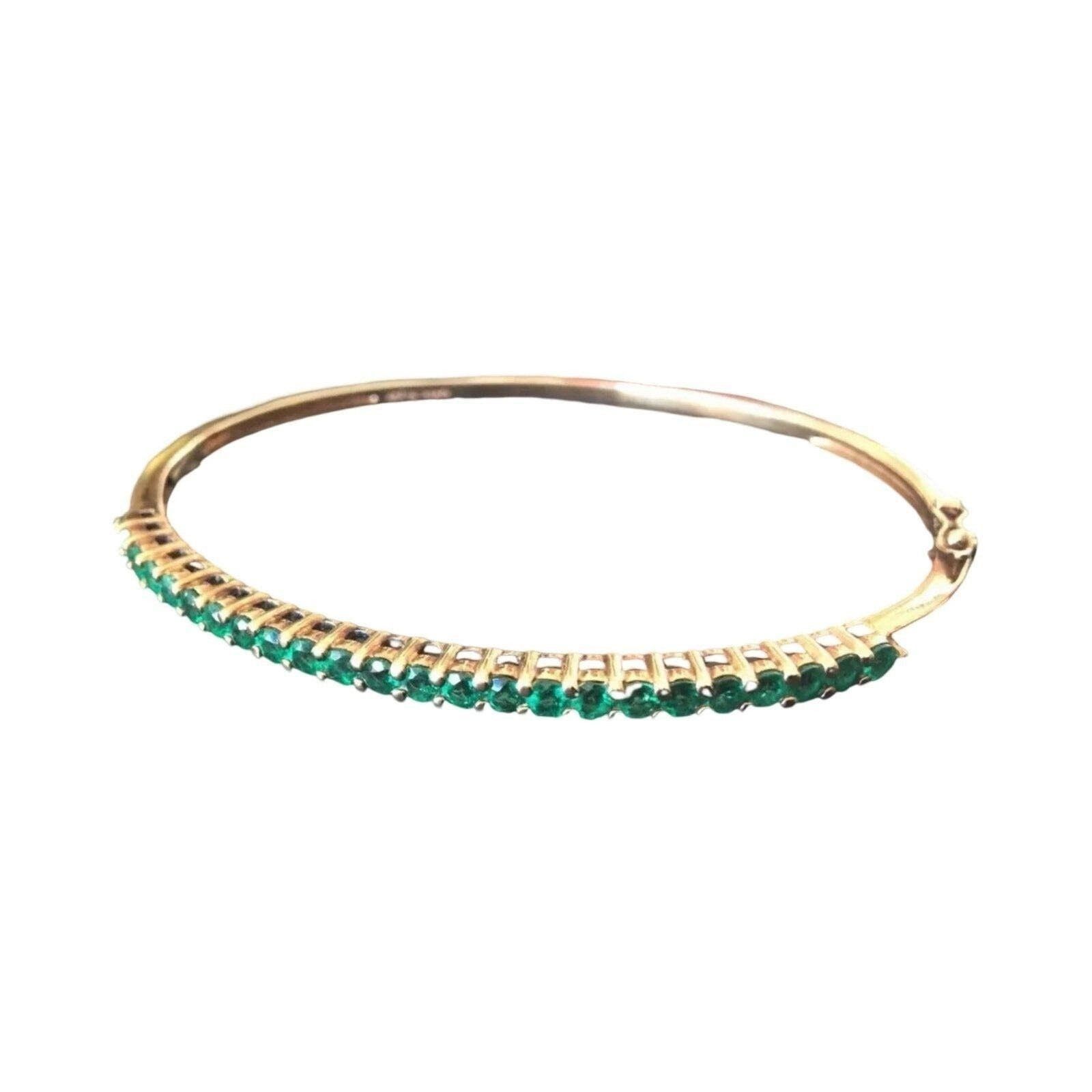 The Unbranded Brand Round Cut Emeralds Bracelet Gold Over Sterling Silver 925 Size ONE SIZE - 1 Thumbnail