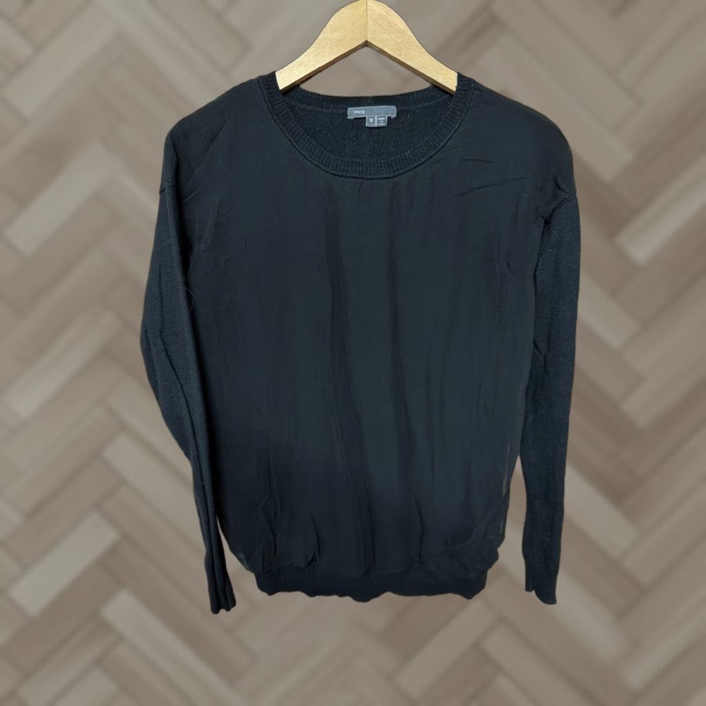 Vince Vince Sweater Shirt Women Medium Black Wool Pullover Crew Long Sleeve Knit All Seasons Classic Designer 90s (if applicable) Size M / US 6-8 / IT 42-44 - 1 Thumbnail