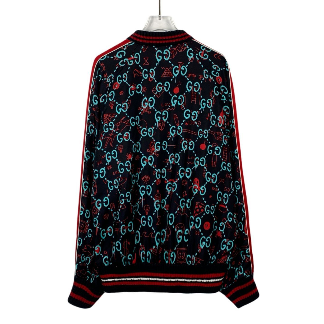 Gucci Gucci Black & Red G Monogram Print Bomber Jacket With Ribbed Size US L / EU 52-54 / 3 - 2 Thumbnail