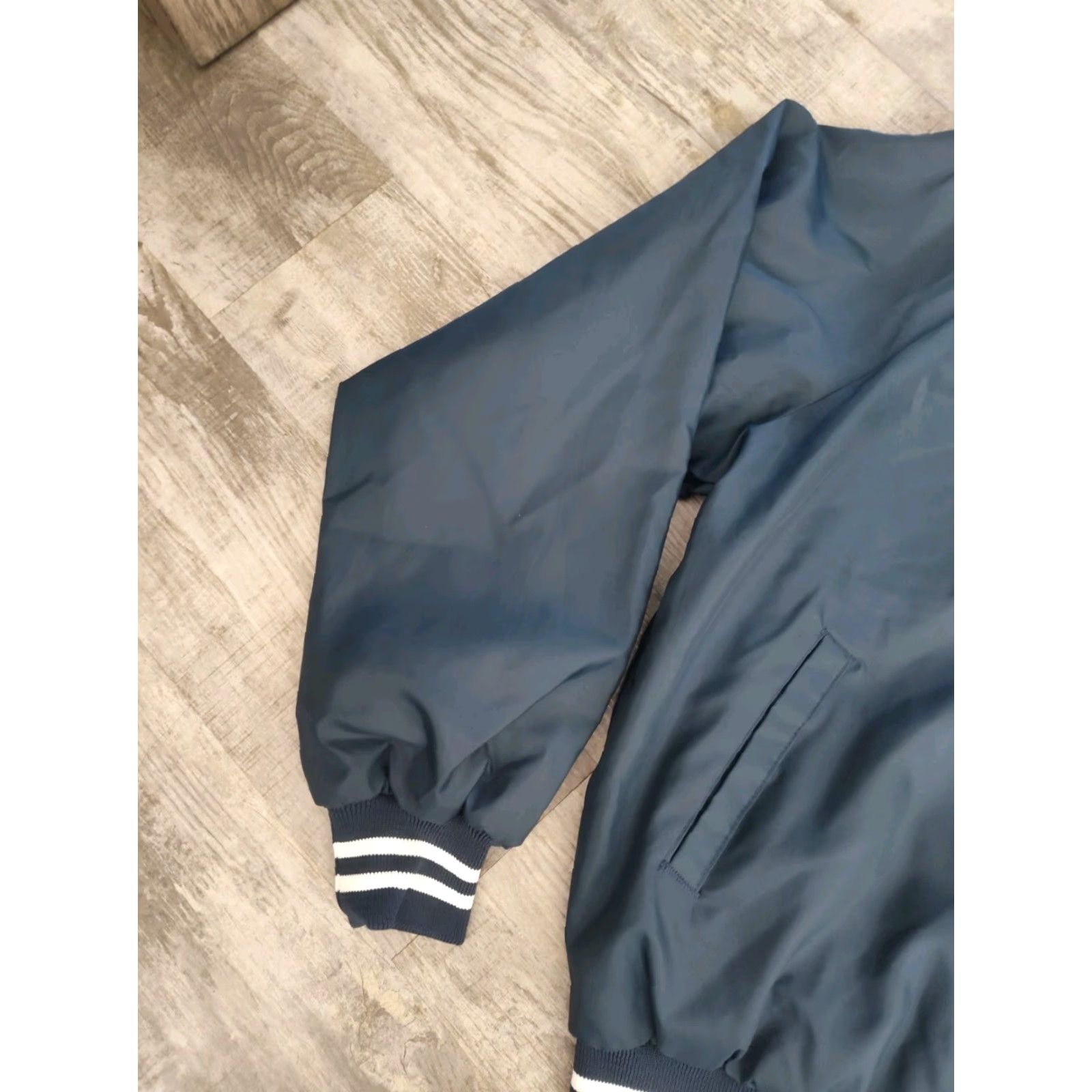 Augusta Sportswear VINTAGE Augusta Sportswear Satin Bomber Jacket Mens 1988 Michigan BMX State Champion Dark Blue Short Sleeve Casual Winter Summer Spring Fall Sz L Size US L / EU 52-54 / 3 - 6 Thumbnail