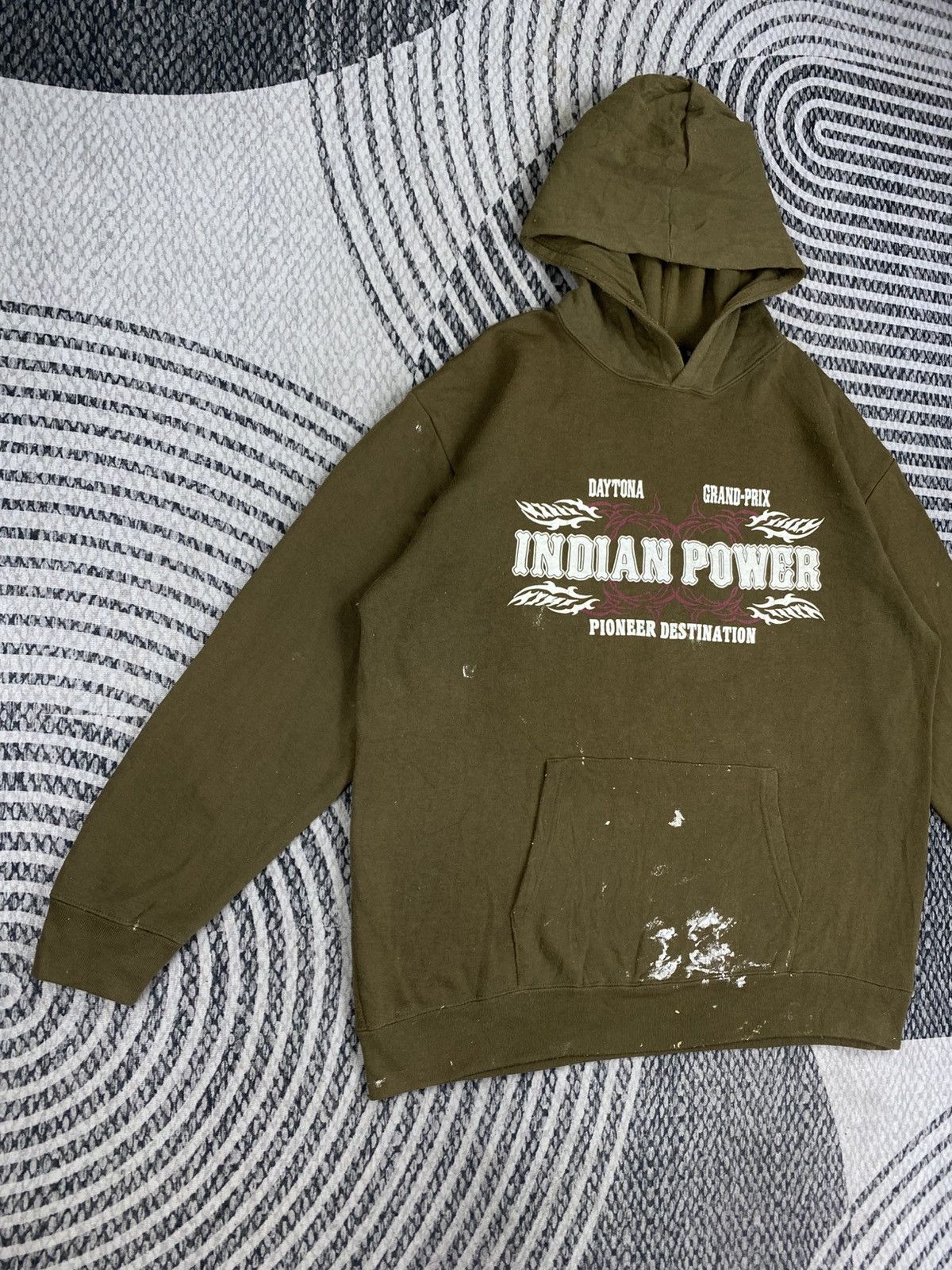 Japanese Brand Vtg World Smack Basic Olive Green With Paint Stain Hoddies Size US XL / EU 56 / 4 - 3 Thumbnail