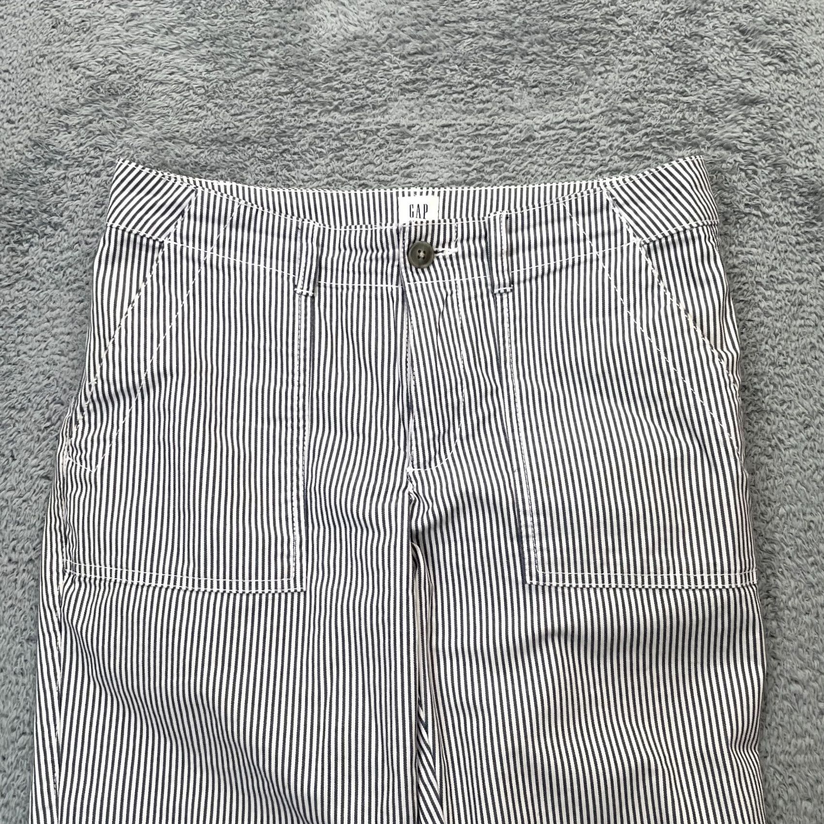 Gap Gap Pants Womens 4 Blue Striped Khaki Cropped Cotton Stretch Mid Rise Size 24" / US 00 / IT 34 - 6 Thumbnail