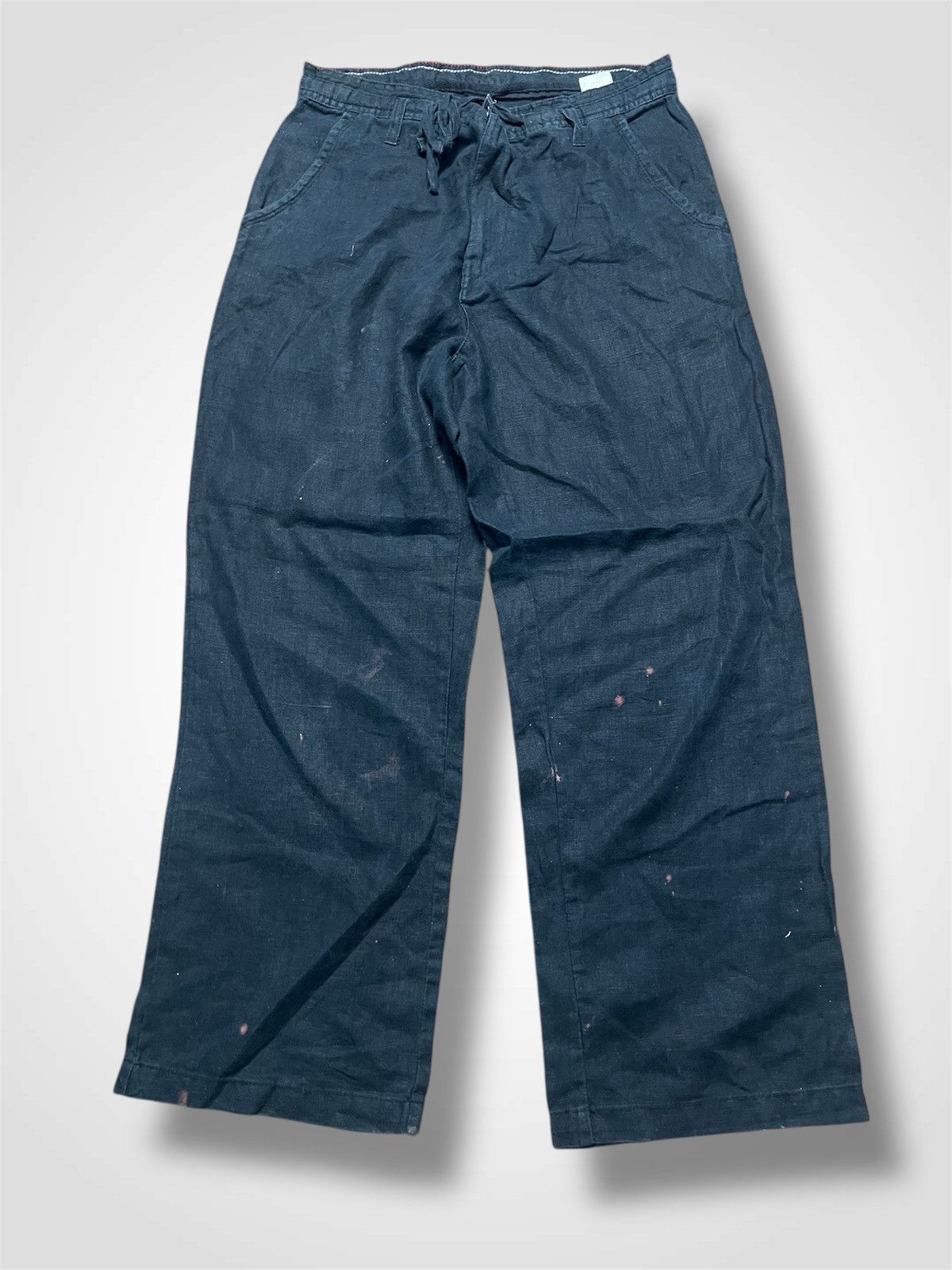 Wolsey WOLSEY Vintage UK Linen Wide-Leg Trousers (40) Size US 34 / EU 50 - 1 Thumbnail