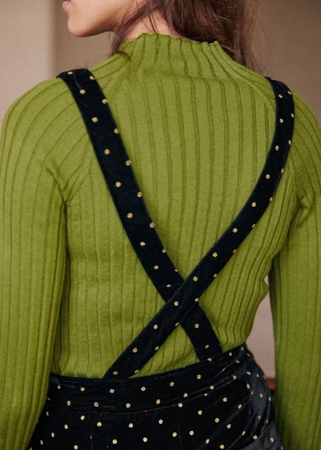 Sezane SEZANE Velvet Gold Polka Dots Jumpsuit Womens Size EU 38 Size 27" / US 4 / IT 40 - 4 Thumbnail