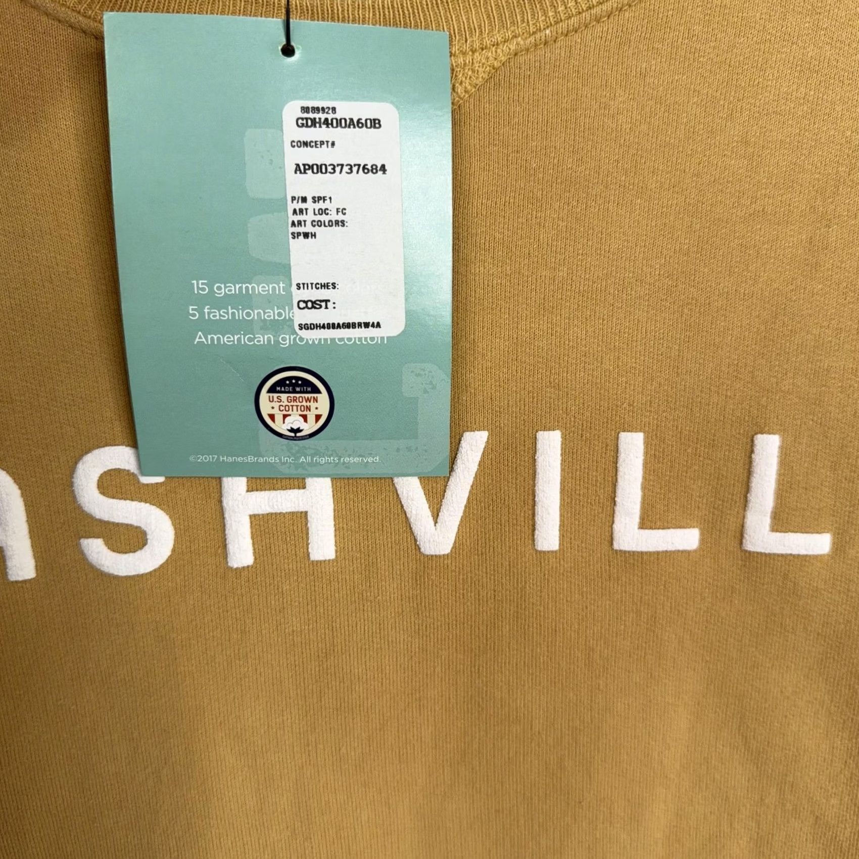 Vintage Nashville Graphic Sweatshirt Mens Large Mustard Yellow Fleece Pullover Crew Neck ComfortWash Size US L / EU 52-54 / 3 - 4 Thumbnail