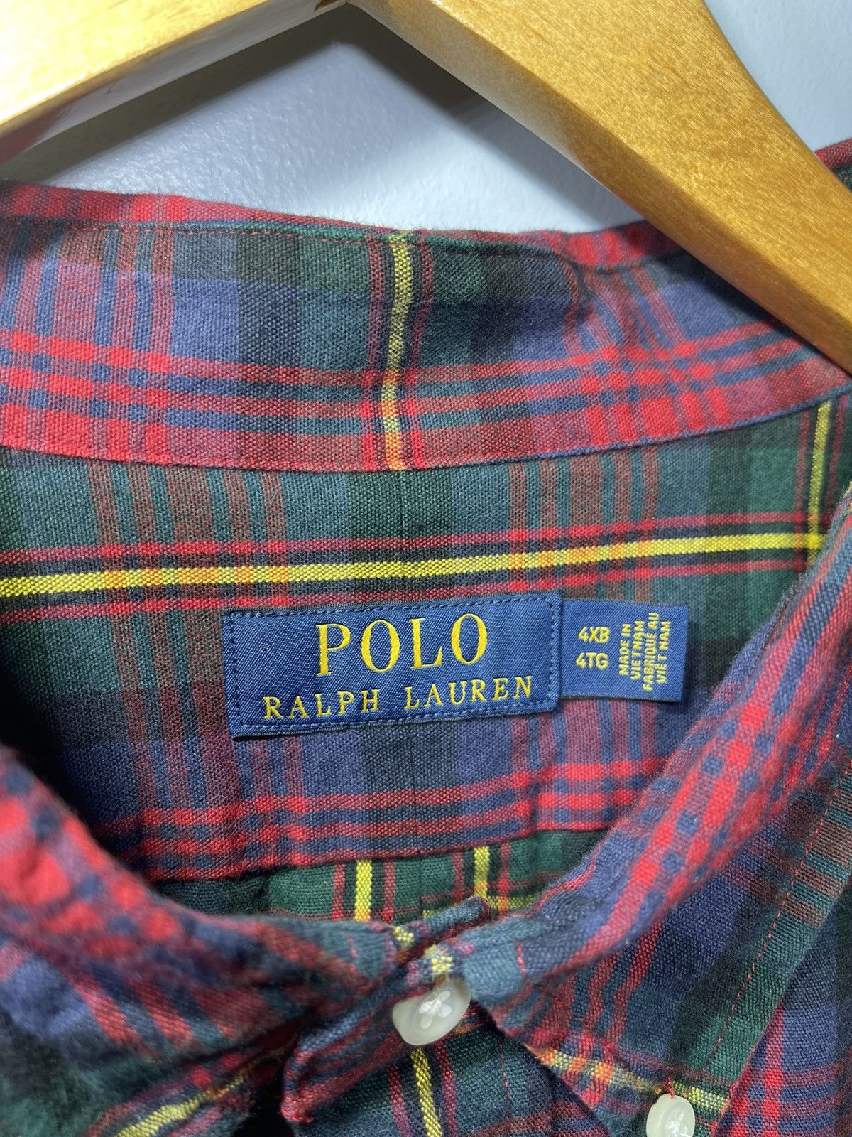 Polo Ralph Lauren Polo Ralph Lauren Shirt Mens 4XB Green Blue Red Plaid Oxford Size US XXL / EU 58 / 5 - 3 Thumbnail