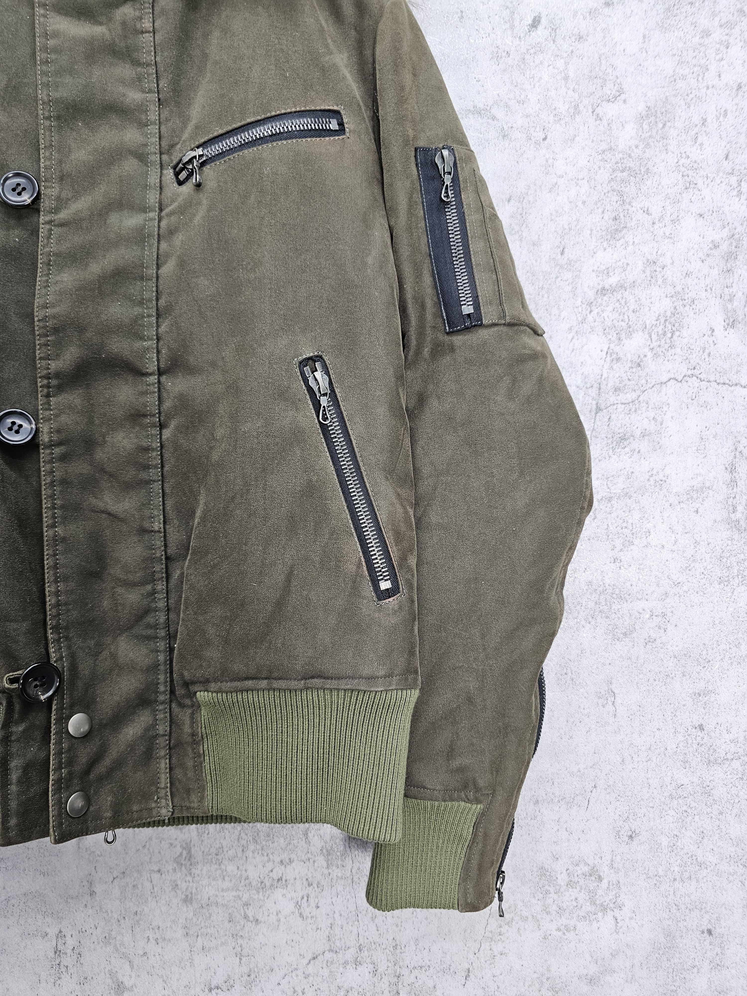 Japanese Brand × Shellac SHELLAC Riri Zipper Waxed Cotton Bomber Sherpa Jacket J0069 Size US M / EU 48-50 / 2 - 3 Thumbnail