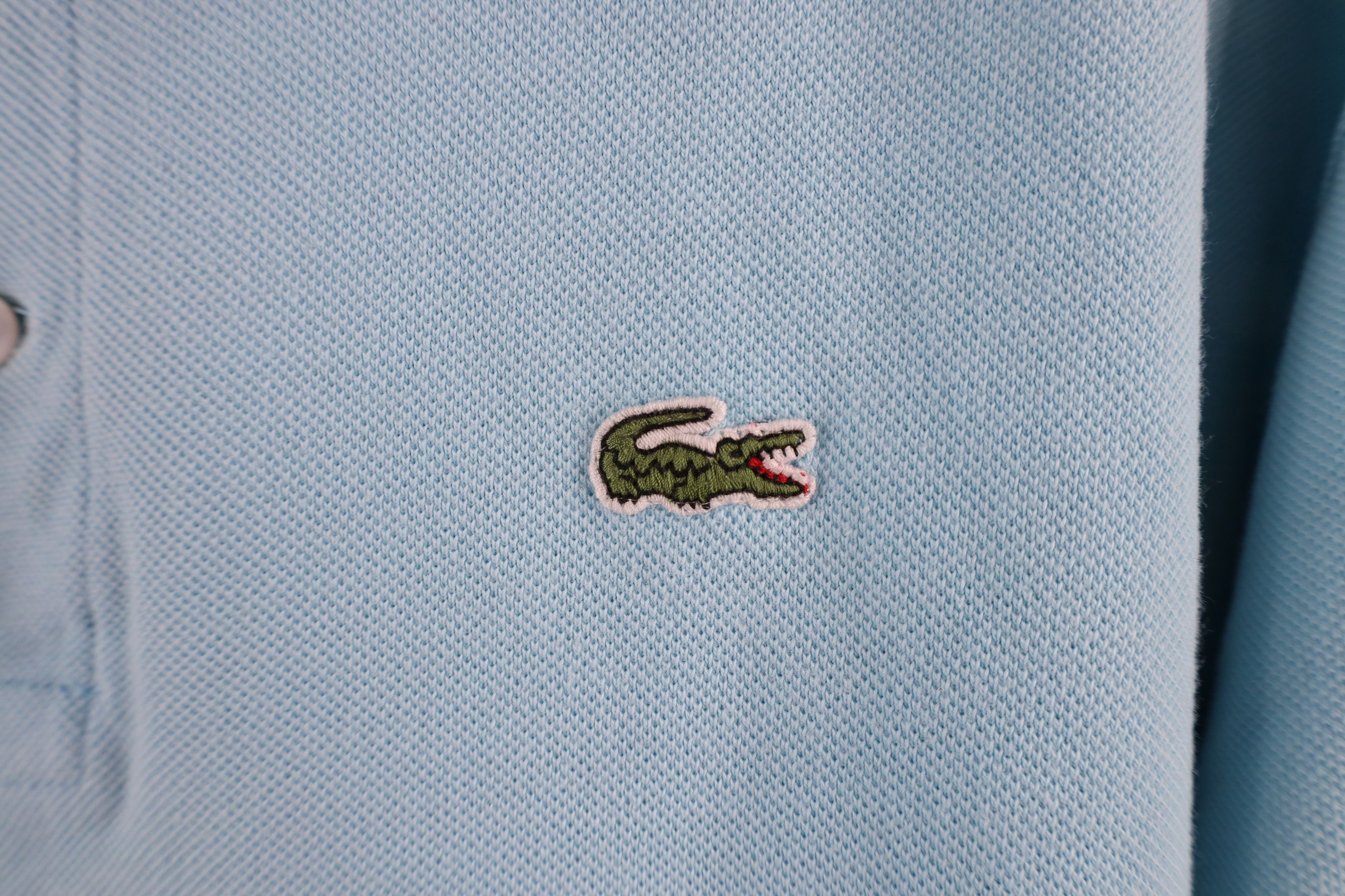 Lacoste × Vintage Lacoste Distressed Croc Logo Collared Golf Polo Shirt Blue Size US L / EU 52-54 / 3 - 4 Thumbnail