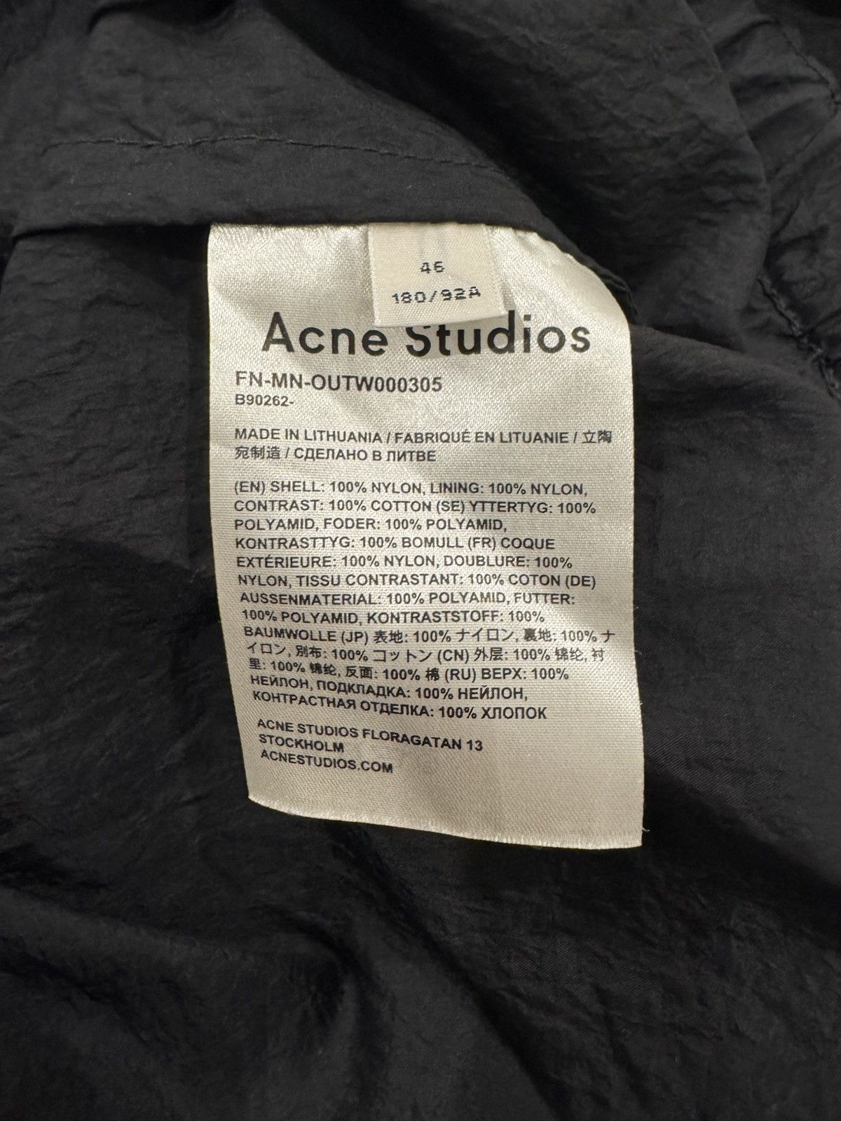 Acne Studios Acne Studios Nylon Anorak Black S Size US S / EU 44-46 / 1 - 3 Thumbnail