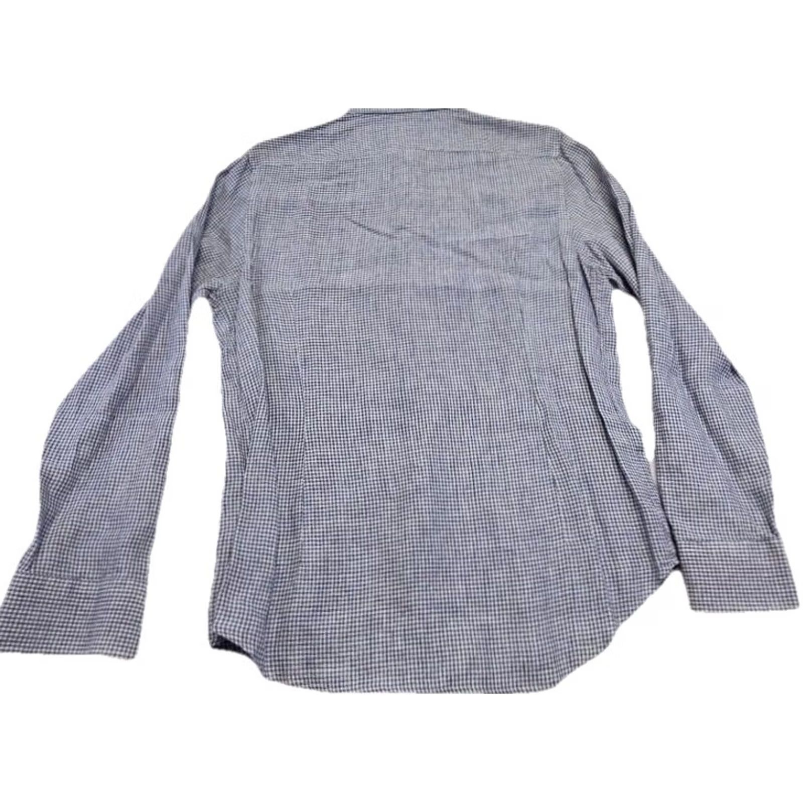Murano Baird McNutt Shirt Blue White Check Slim Fit Button-Down Large Linen Men Long Sleeve Size US L / EU 52-54 / 3 - 7 Thumbnail