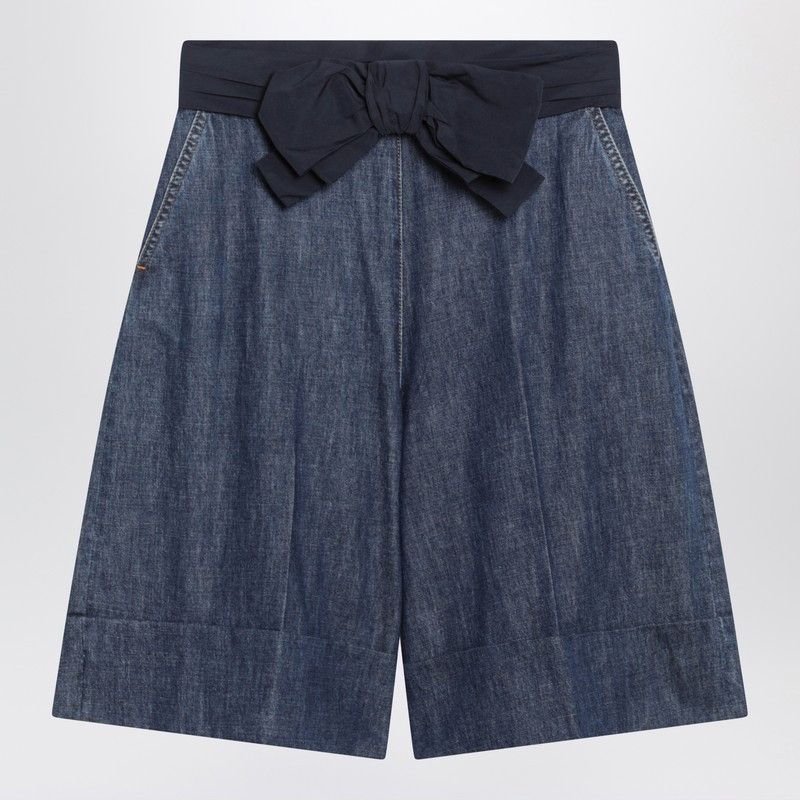 Valentino Valentino Denim Bermuda Shorts With Oversized Bow Size 28" / US 6 / IT 42 - 1 Thumbnail