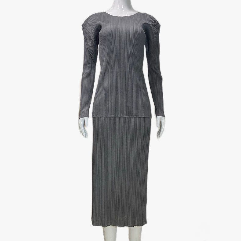Issey Miyake Issey Miyake size:3 Grey pleated long-sleeved shirt Size M / US 6-8 / IT 42-44 - 1 Thumbnail