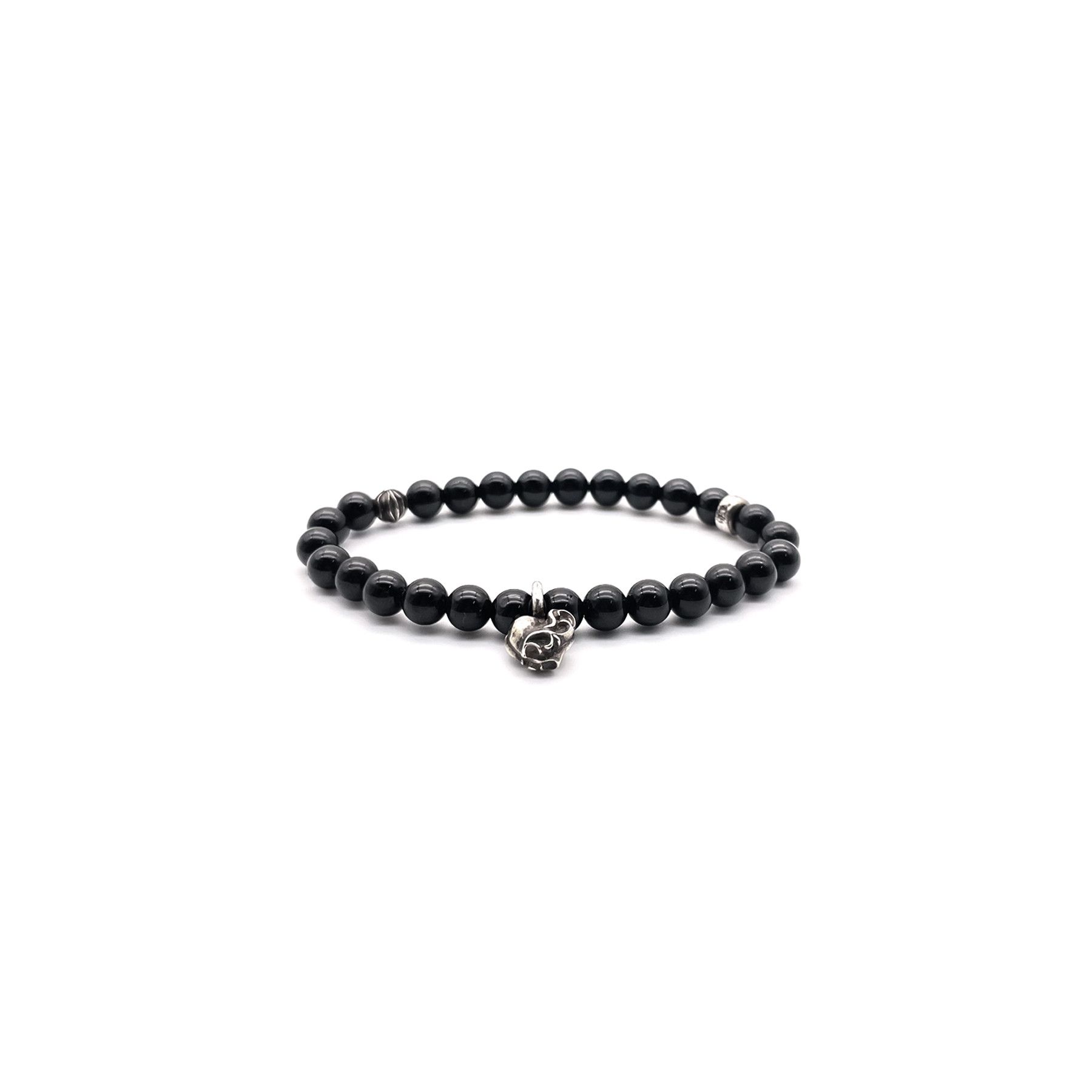 Chrome Hearts Chrome Hearts 6mm Obsidian Silver Vine Heart Beaded Bracelet Size ONE SIZE - 2 Thumbnail