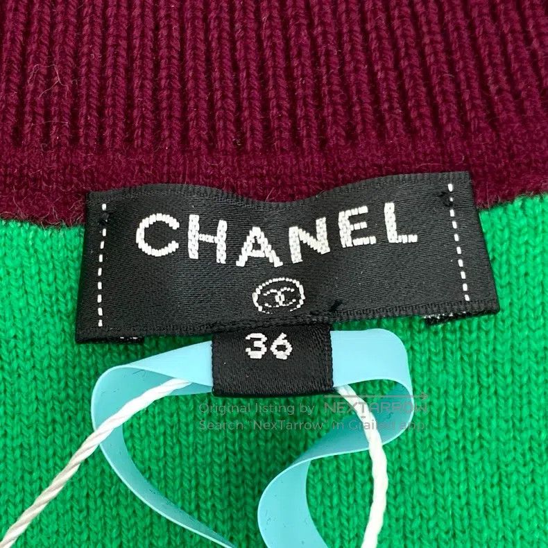 Chanel Chanel Dark red logo full-printed cashmere round-neck long Size XS / US 0-2 / IT 36-38 - 5 Thumbnail
