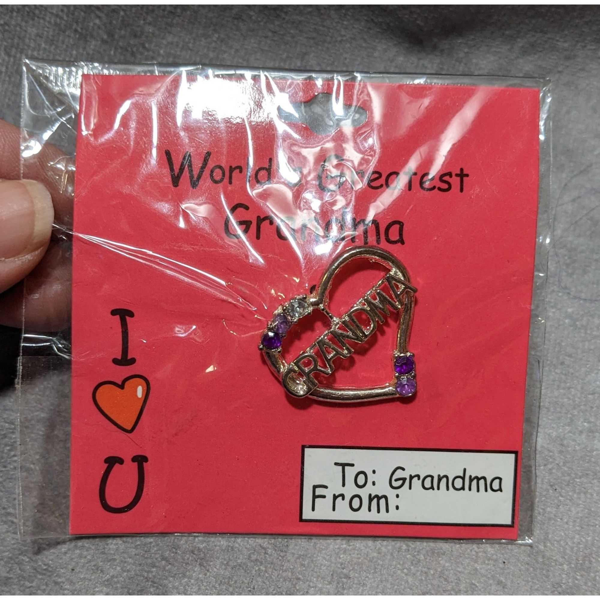 Other I Love. You Grandma Purple And Silver Rhinestone Heart Lapel Size ONE SIZE - 3 Thumbnail