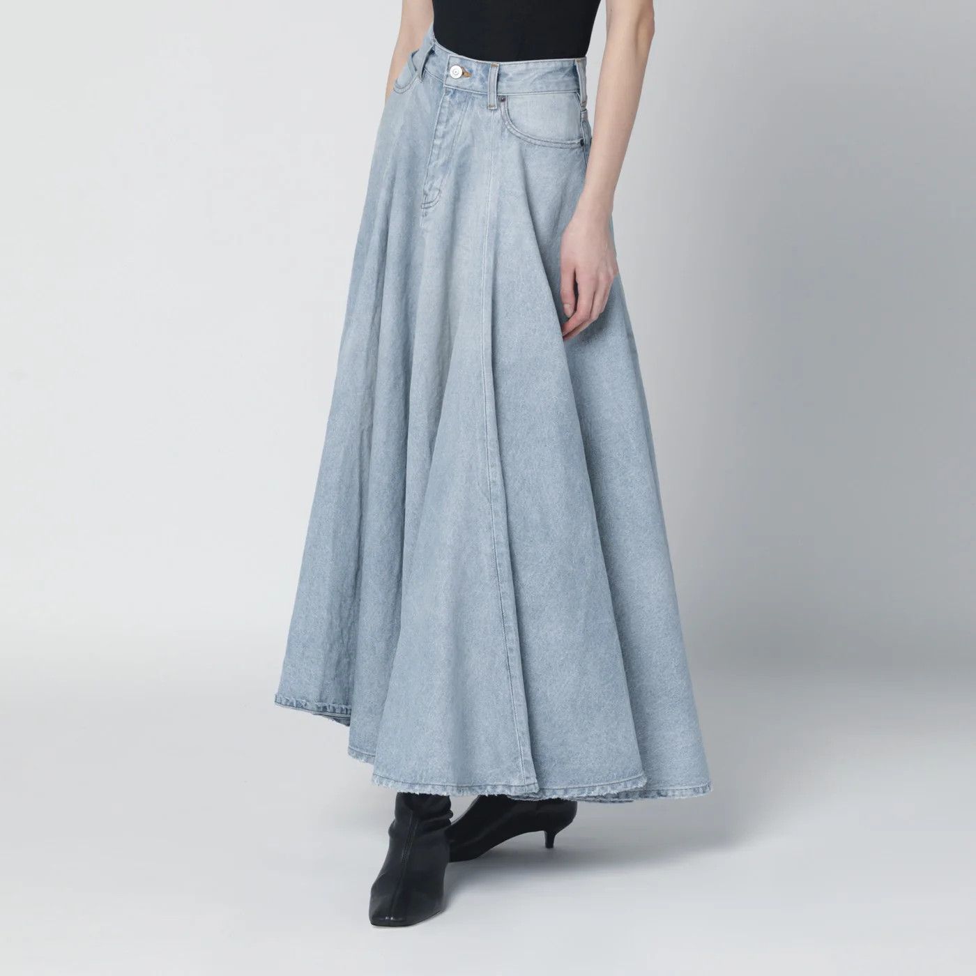 Balenciaga o1d2blof0426 Denim Skirt in Light Blue Size 27" / US 4 / IT 40 - 3 Thumbnail