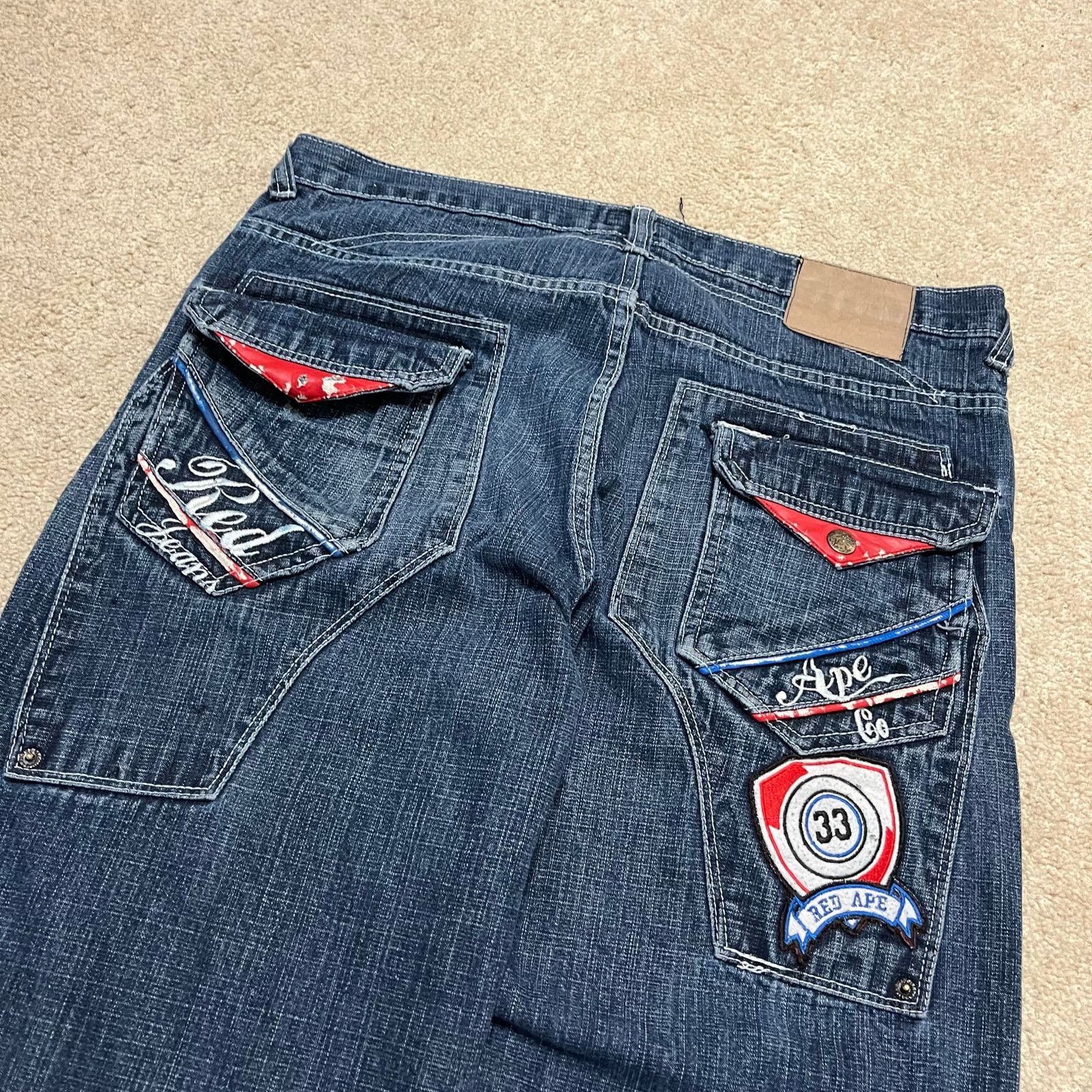Other Red Ape Y2K Baggy Skater Embroidered Extended Pocket Jean 35 Size US 35 - 3 Thumbnail