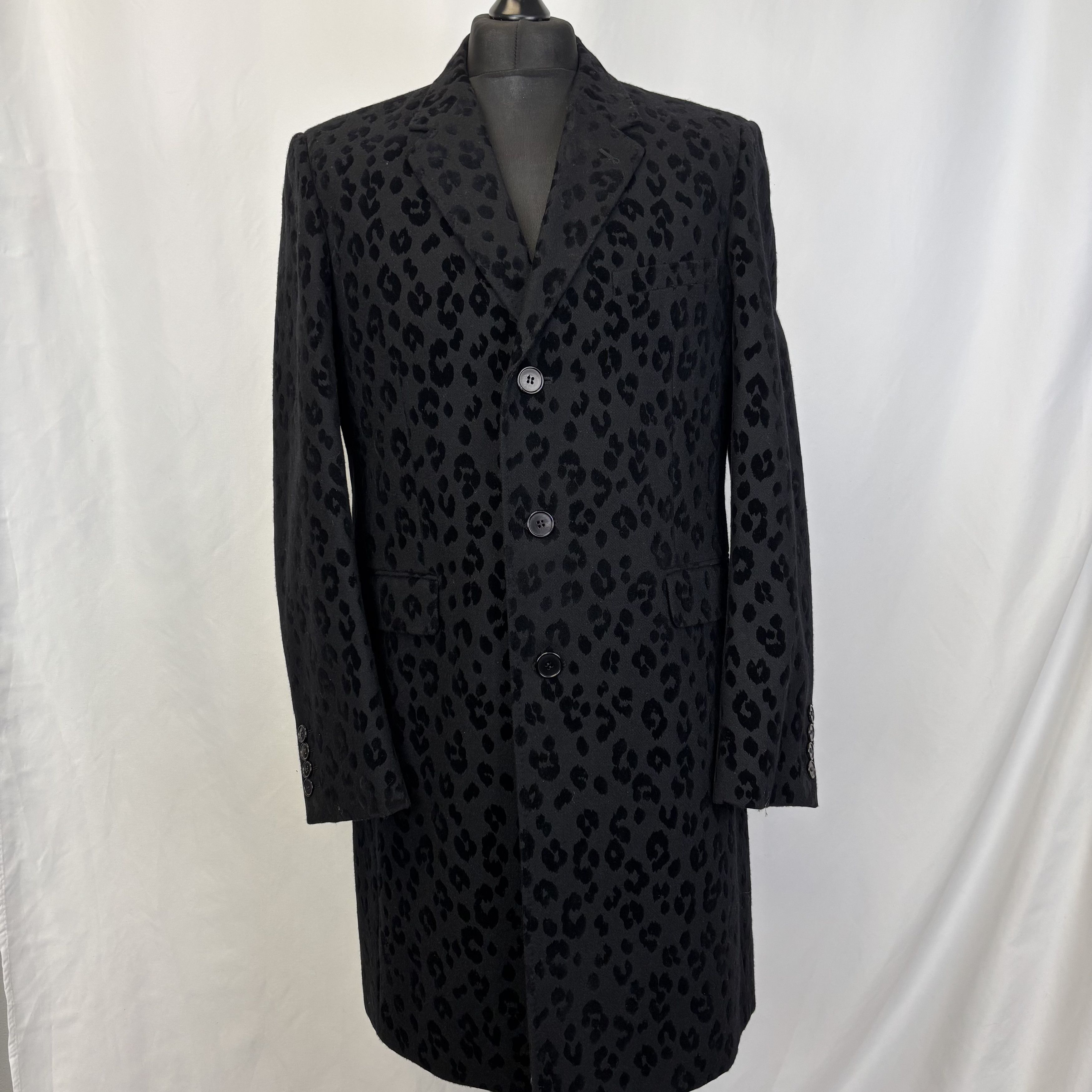 Saint Laurent Paris Saint Laurent Black Leopard Overcoat Size US L / EU 52-54 / 3 - 1 Thumbnail