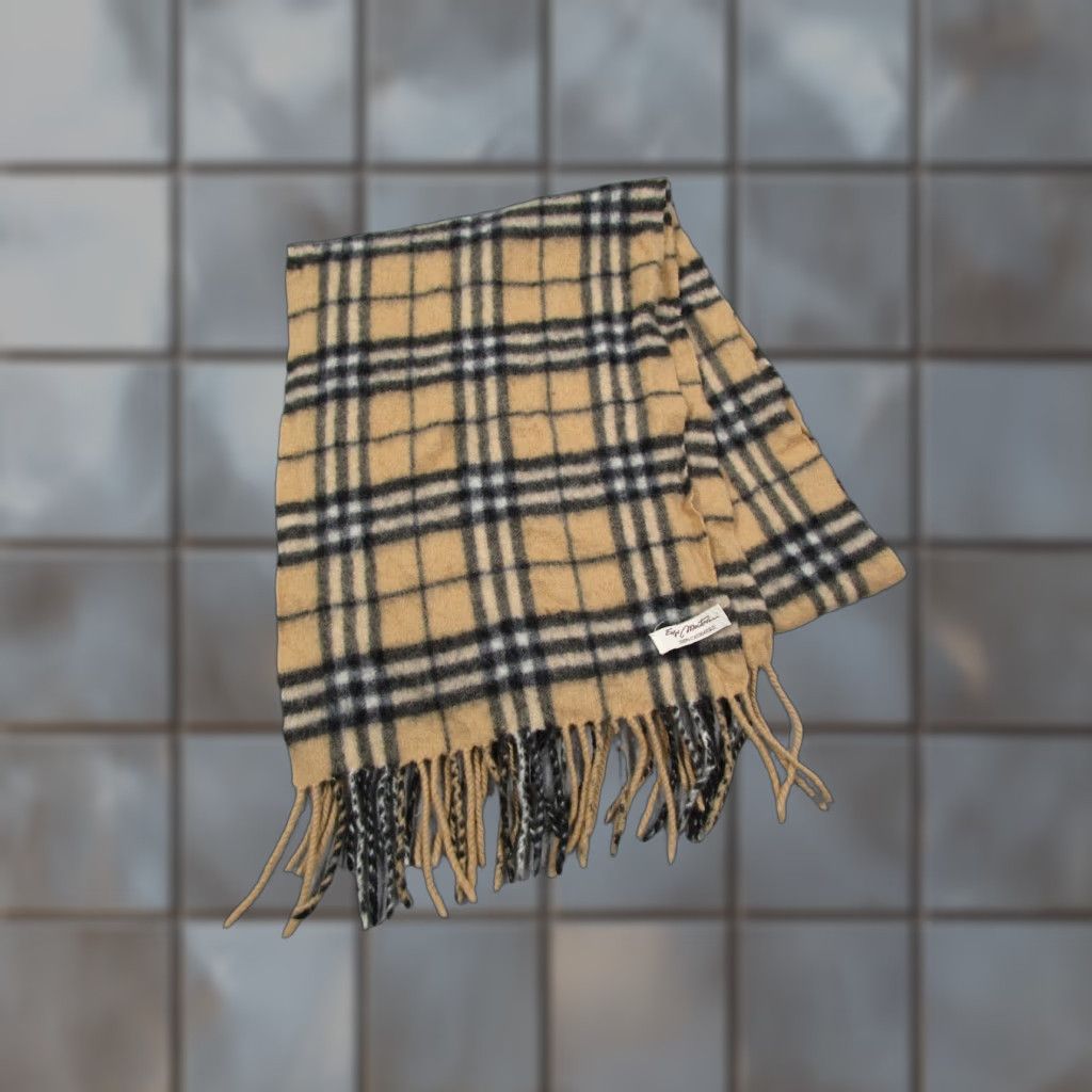 Vintage Enzo Mantovani Scarf One Size Beige Plaid Cashmere Blend Luxury 10x54 Mens Size ONE SIZE - 1 Thumbnail
