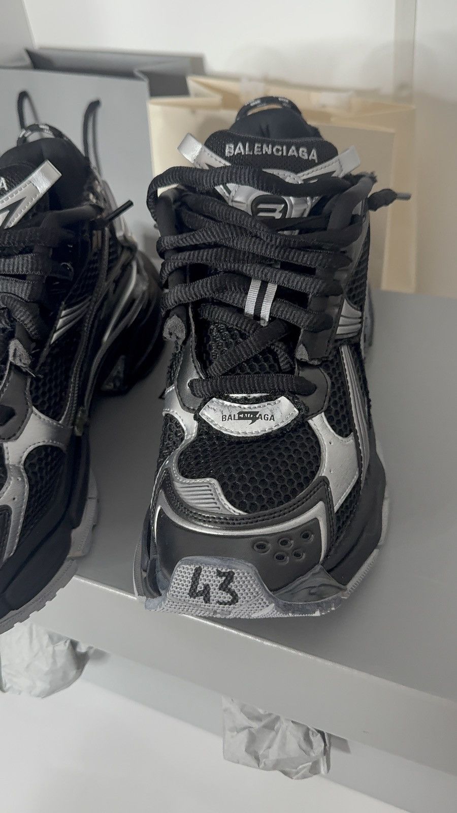 Balenciaga ✅ Balenciaga Runner 1 Balck Selver 43 Grey Size US 10.5 / EU 43-44 - 8 Thumbnail