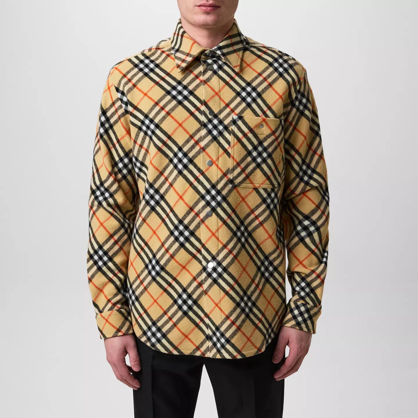 Burberry o1g2r1mq0426 Check Wool Long Sleeve Overshirt in Multicolor Size US L / EU 52-54 / 3 - 2 Thumbnail