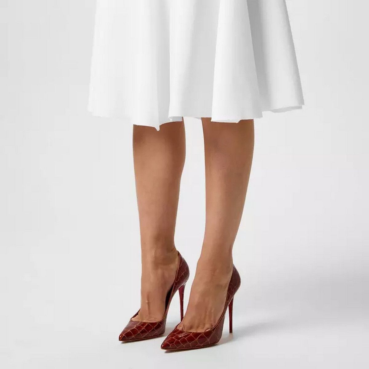 Christian Louboutin CHRISTIAN LOUBOUTIN Kate brown alligator embossed pumps 10 Size US 10 / IT 40 - 3 Thumbnail