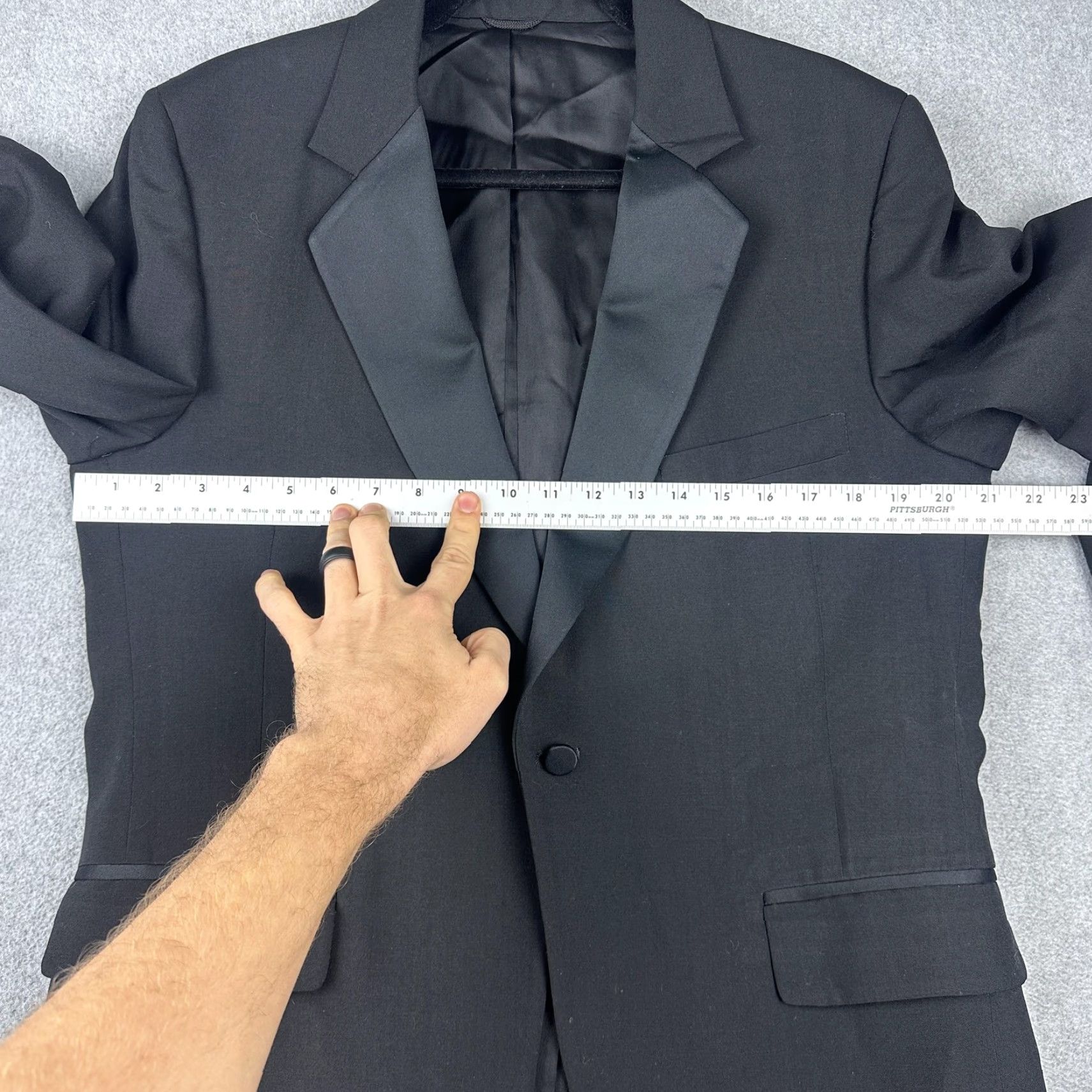 Vintage Tuxedo Shirt Mens 41R 38x26 Black One Button Notch Lapel 2 Piece Formal Wedding Shirt? Size 42R - 5 Thumbnail