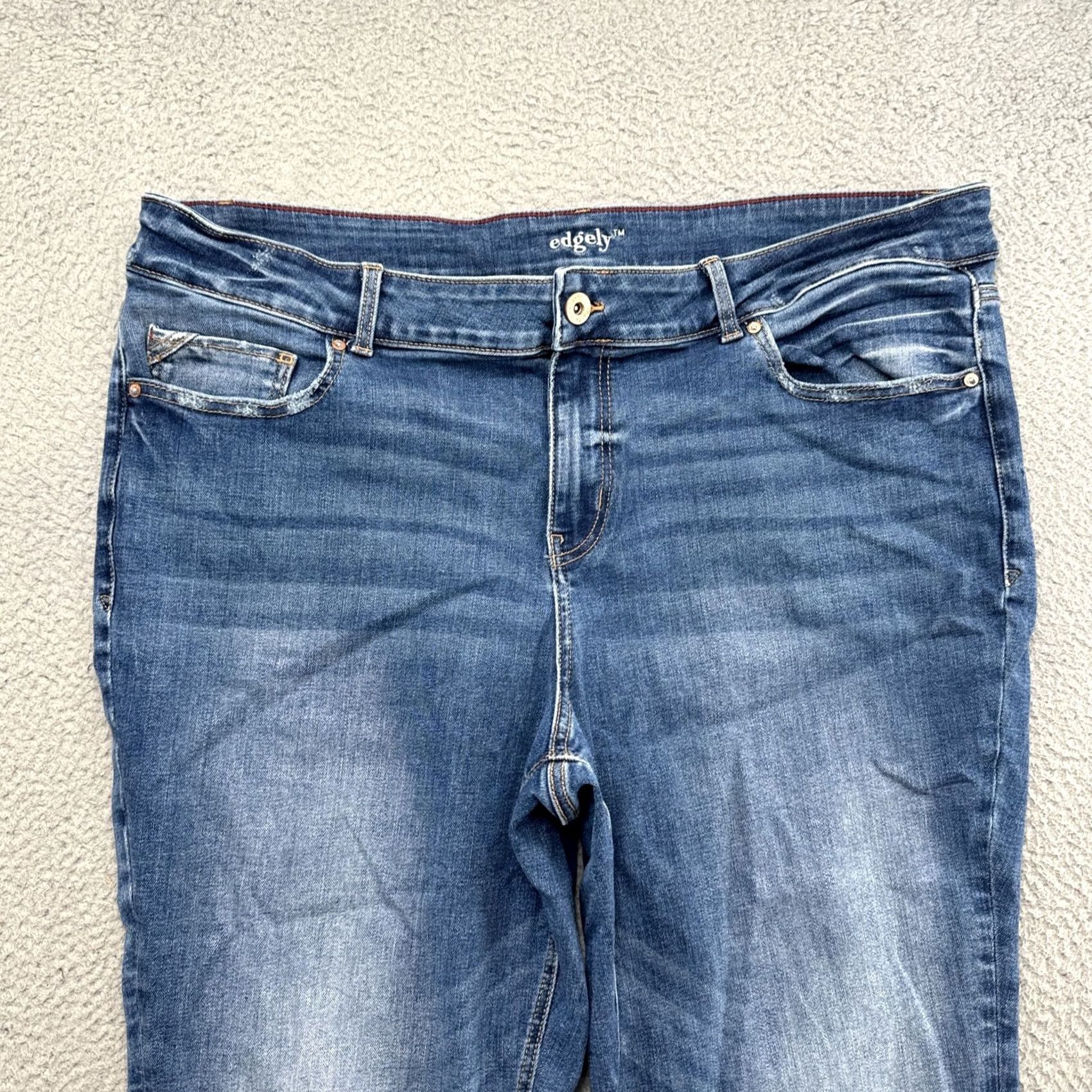 Vintage Maurices Edgely Mid Rise Slim Boot Jeans 24W Reg Blue Denim Fring e Logo 5-Pocket Stretch Vintage No Womens Jeans Size 42" / US 20 - 3 Thumbnail