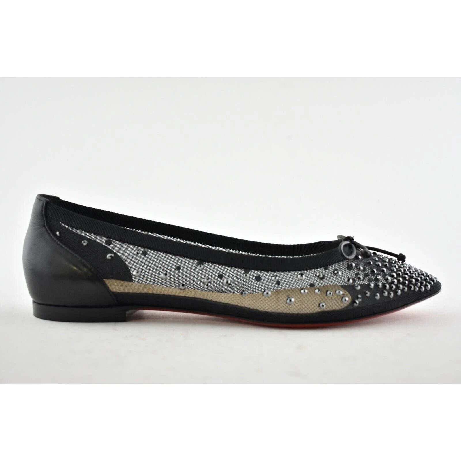 Christian Louboutin Christian Louboutin Patio Black Leather Strass Crystal Size US 6 / IT 36 - 2 Thumbnail
