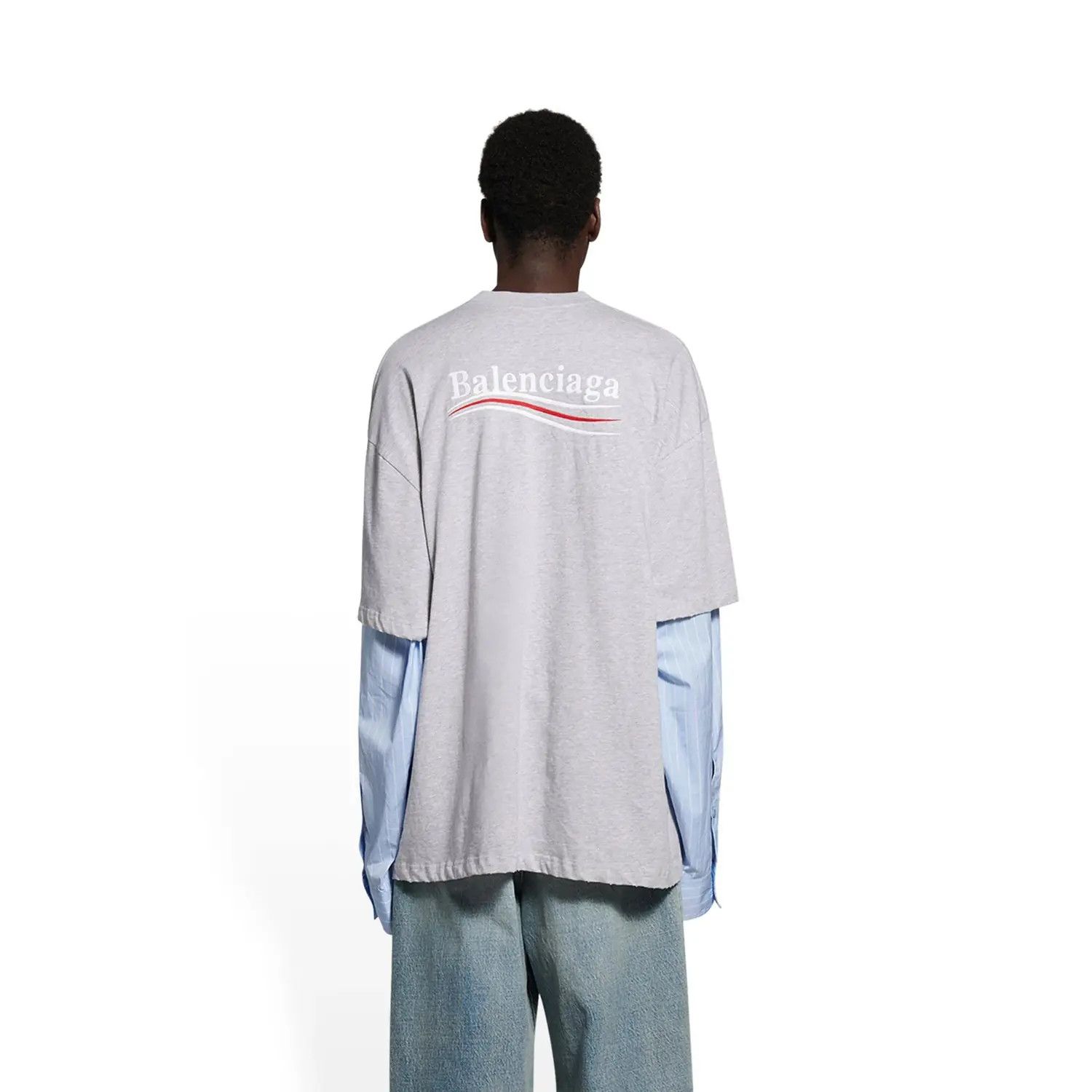 Balenciaga o1mt1gz0924 Political Campaign Layered T-Shirt in Grey Size US M / EU 48-50 / 2 - 2 Thumbnail