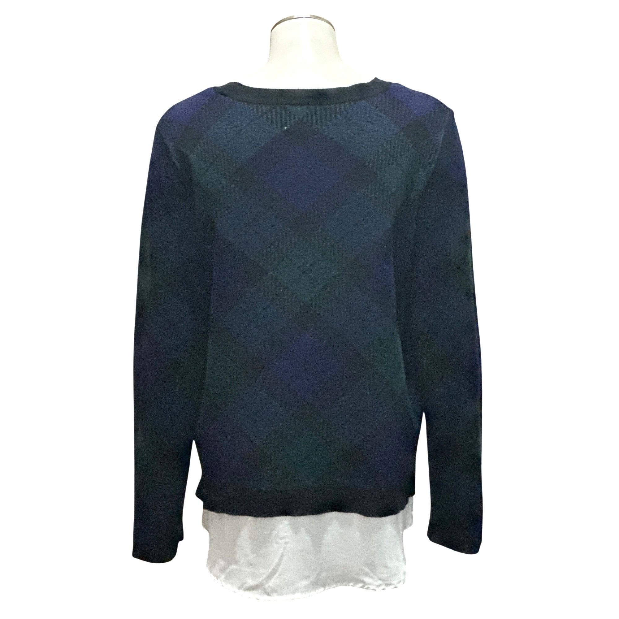 Anne Klein Anne Klein Size L Navy Teal Plaid Argyle Crewneck Sweater Pr Size L / US 10 / IT 46 - 4 Thumbnail